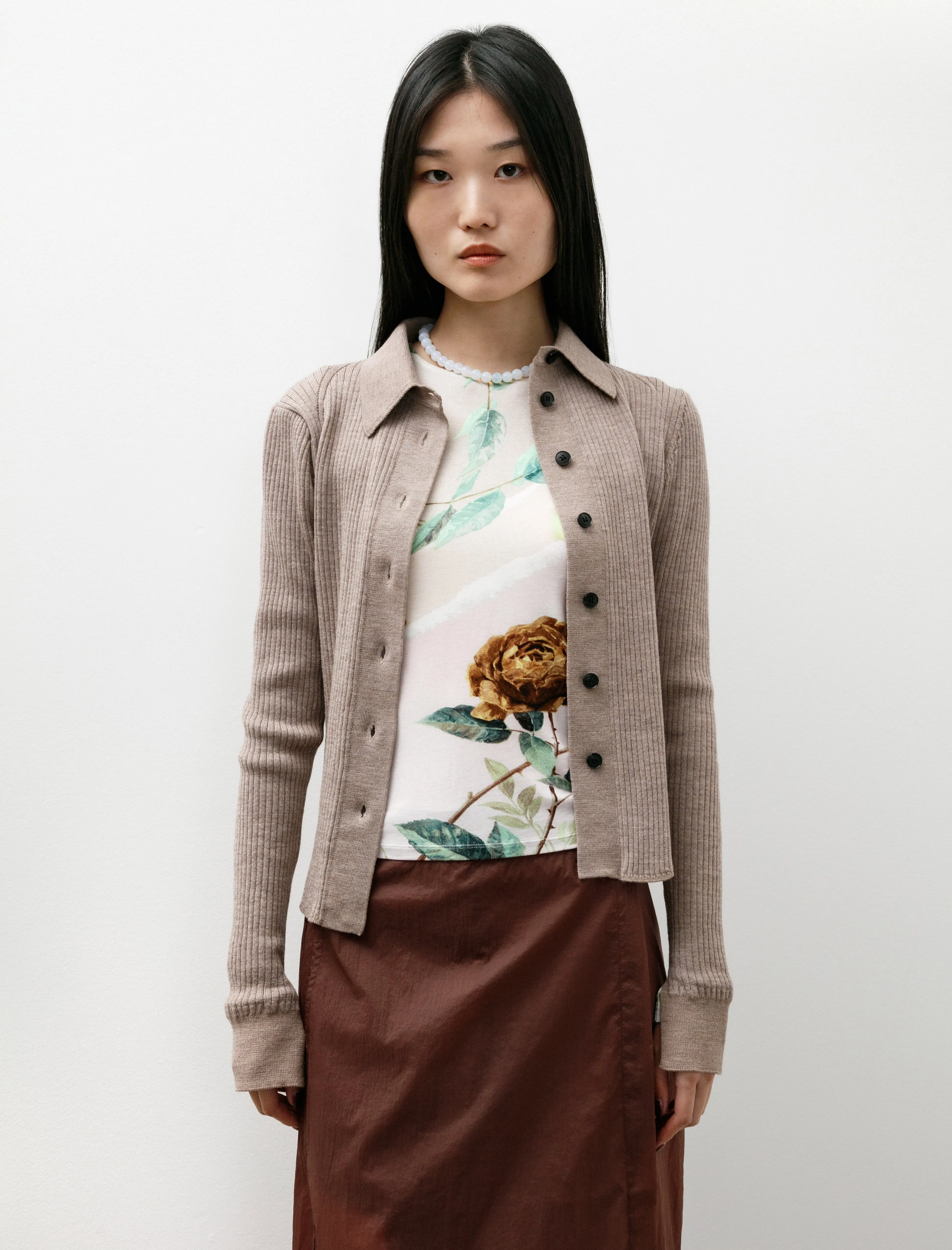 Knitted Rib Shirt Oatmeal sold by SHOP NEIGHBOR