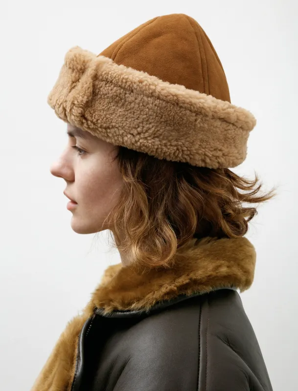 Suede Back Curly Cap Tan sold by SHOP NEIGHBOR