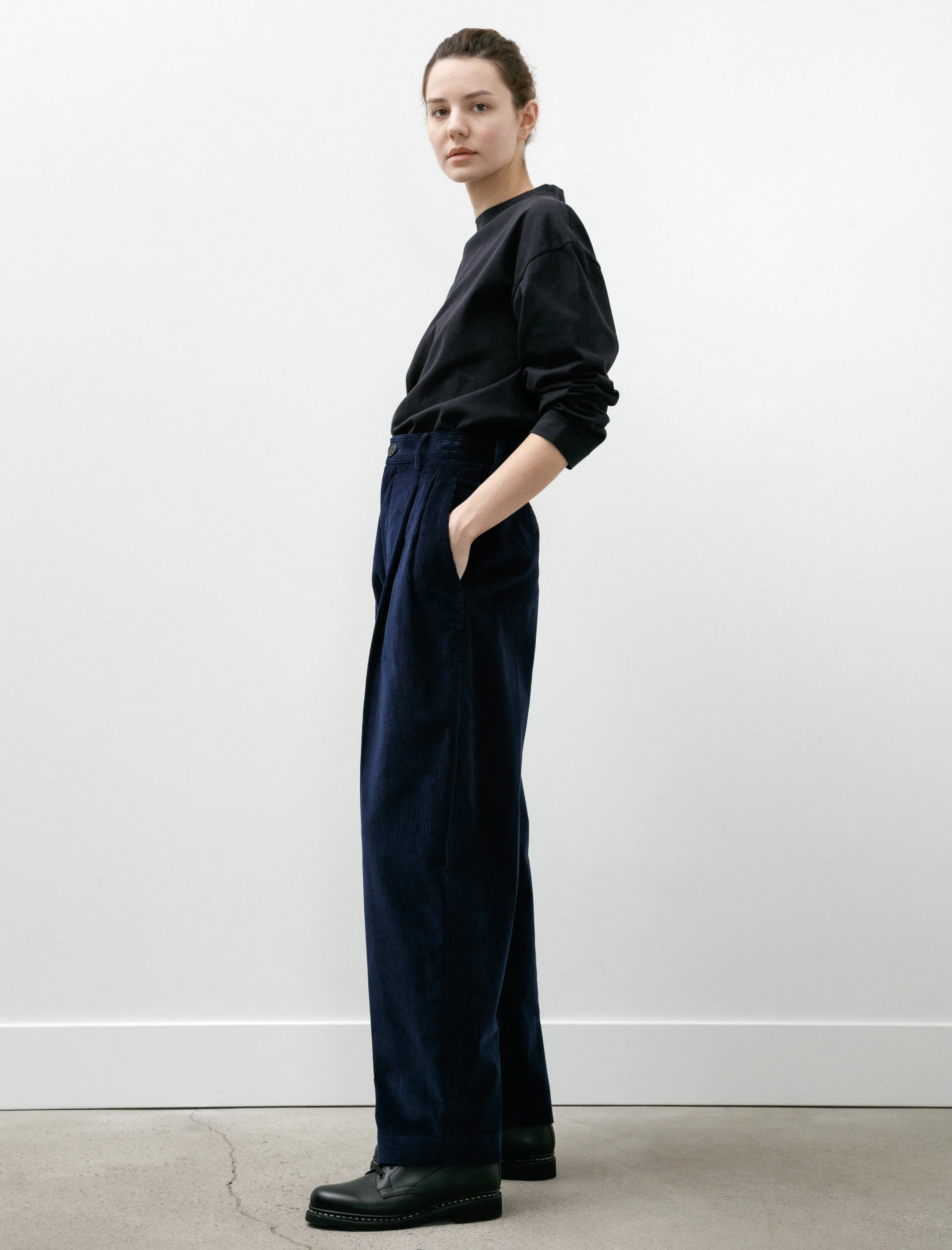 Double Pleated Wide Pants Corduroy Indigo sold by SHOP NEIGHBOR product image thumbnail 3