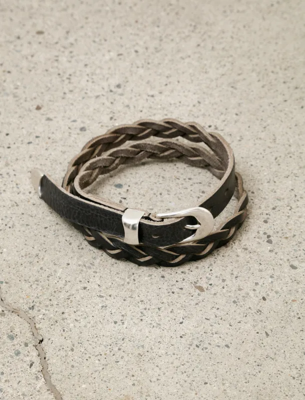 2cm Braided Belt Soft Coal Torn Bovine sold by SHOP NEIGHBOR