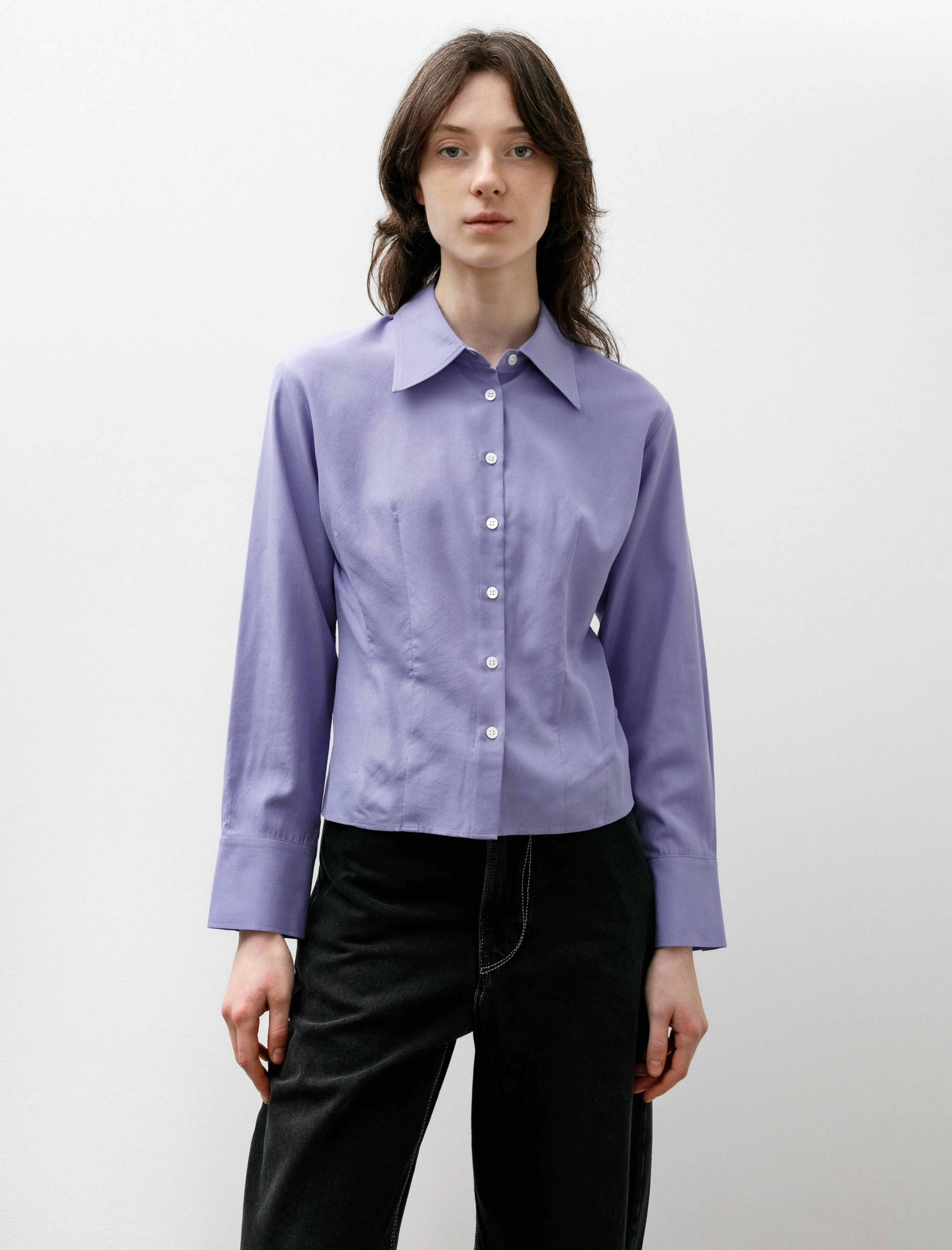 Silk Dart Shirt Purple sold by SHOP NEIGHBOR