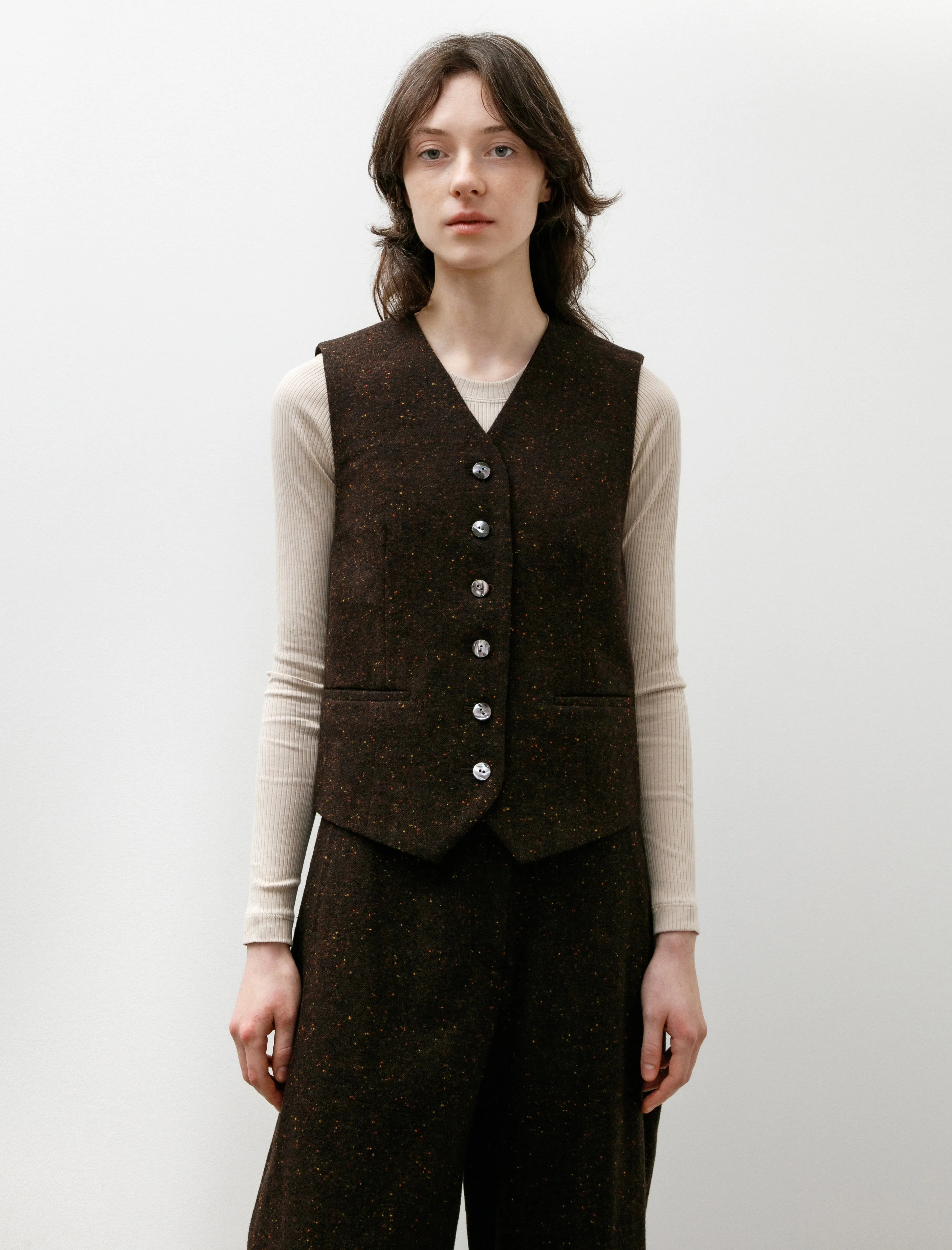 Colour Nep Vest Brown sold by SHOP NEIGHBOR