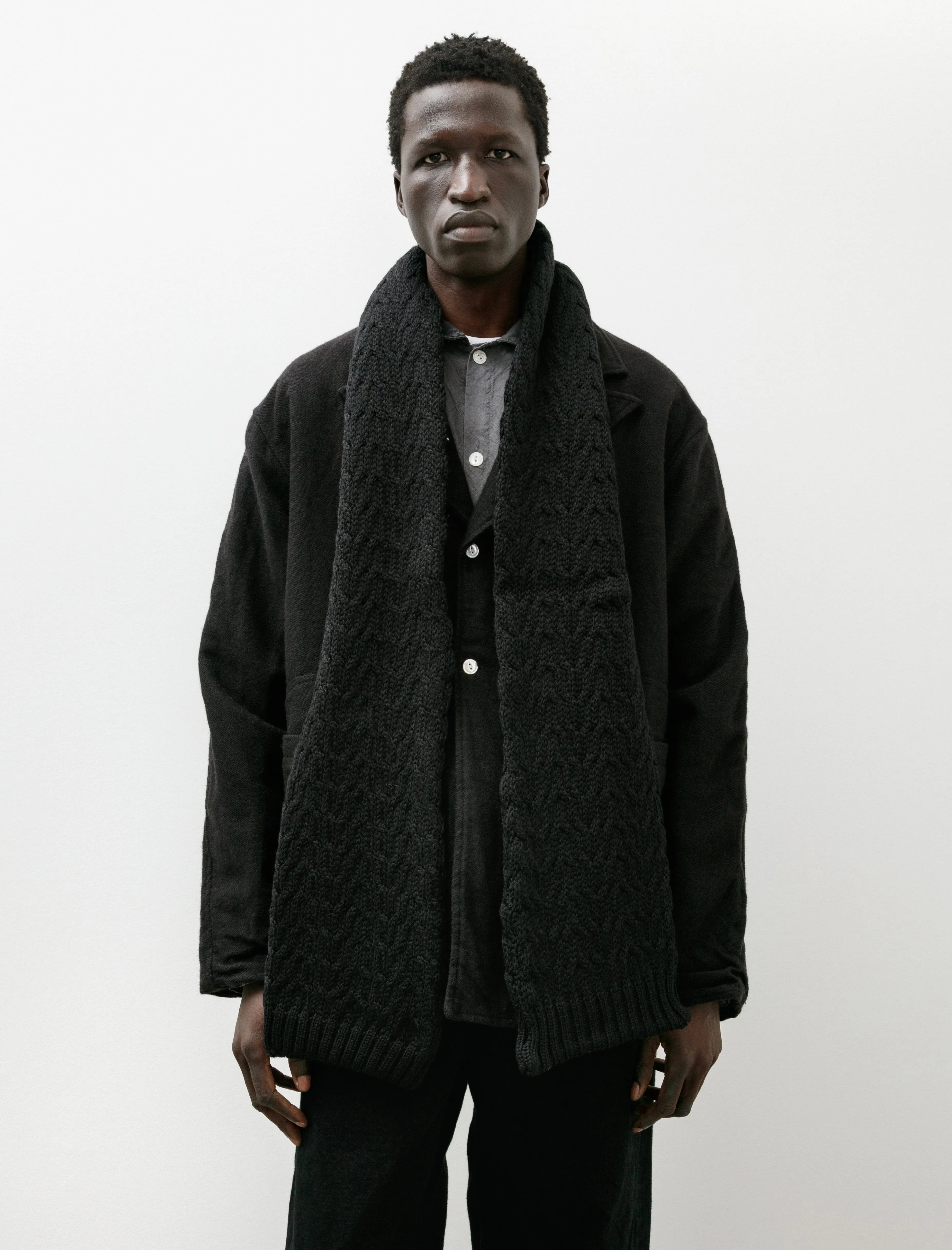 860 Permuted Cable Sleeve Scarf Two Fold Merino Wool Black/Black sold by SHOP NEIGHBOR product image thumbnail 2