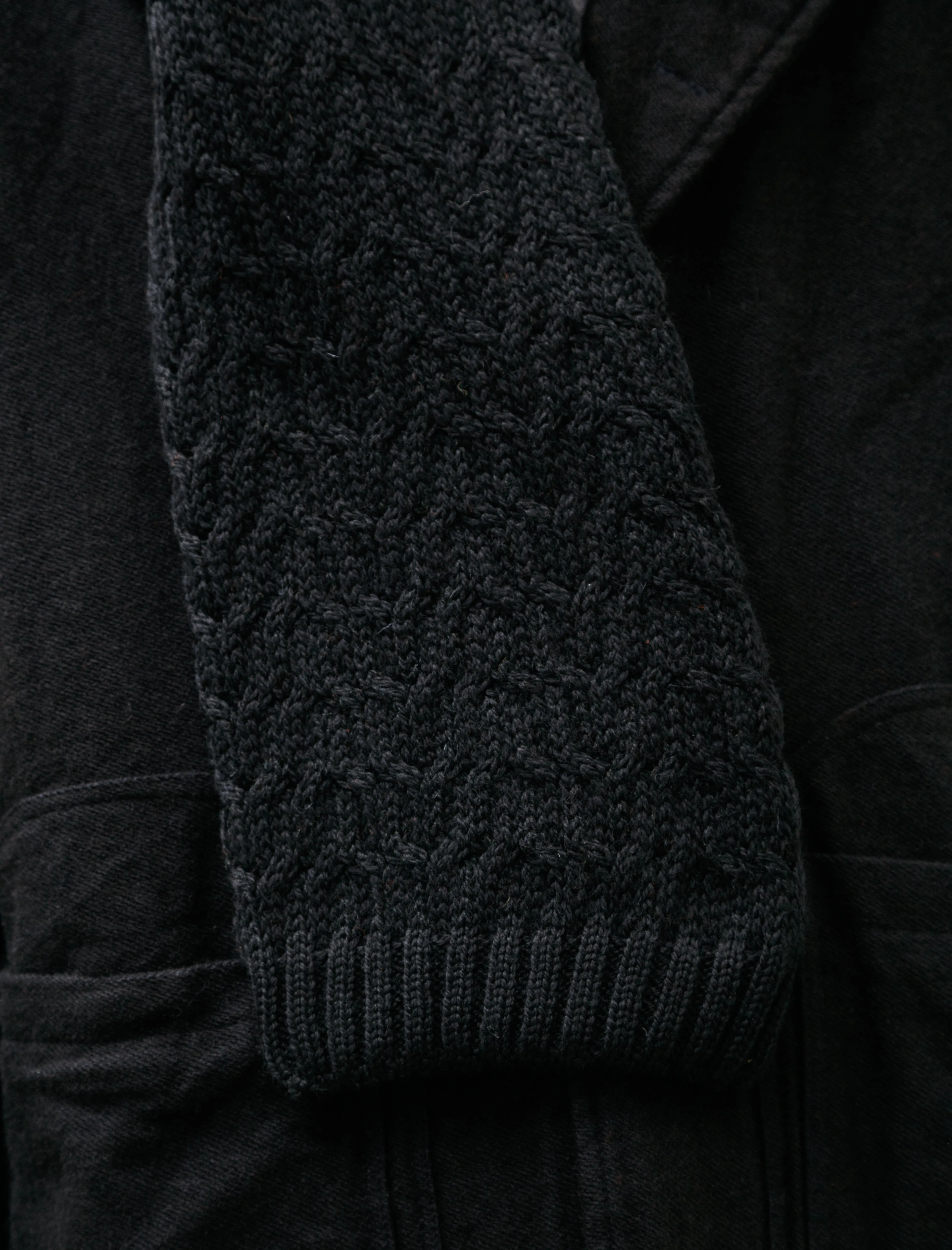 860 Permuted Cable Sleeve Scarf Two Fold Merino Wool Black/Black sold by SHOP NEIGHBOR product image thumbnail 3