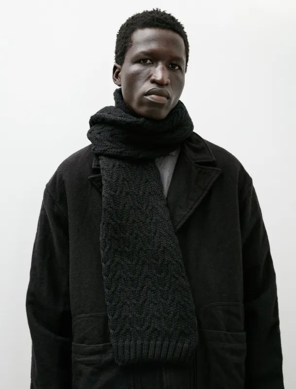 860 Permuted Cable Sleeve Scarf Two Fold Merino Wool Black/Black sold by SHOP NEIGHBOR