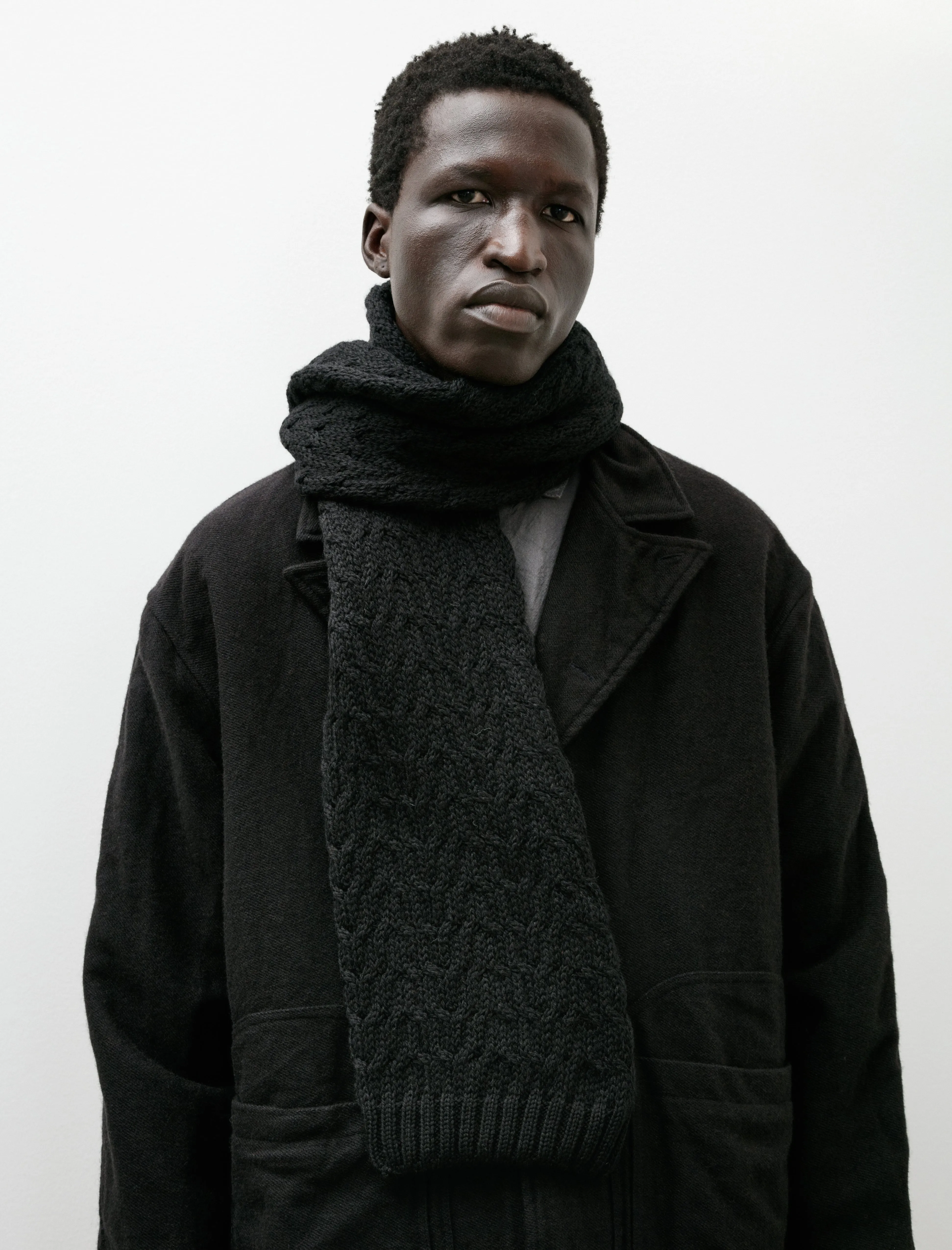 860 Permuted Cable Sleeve Scarf Two Fold Merino Wool Black/Black sold by SHOP NEIGHBOR