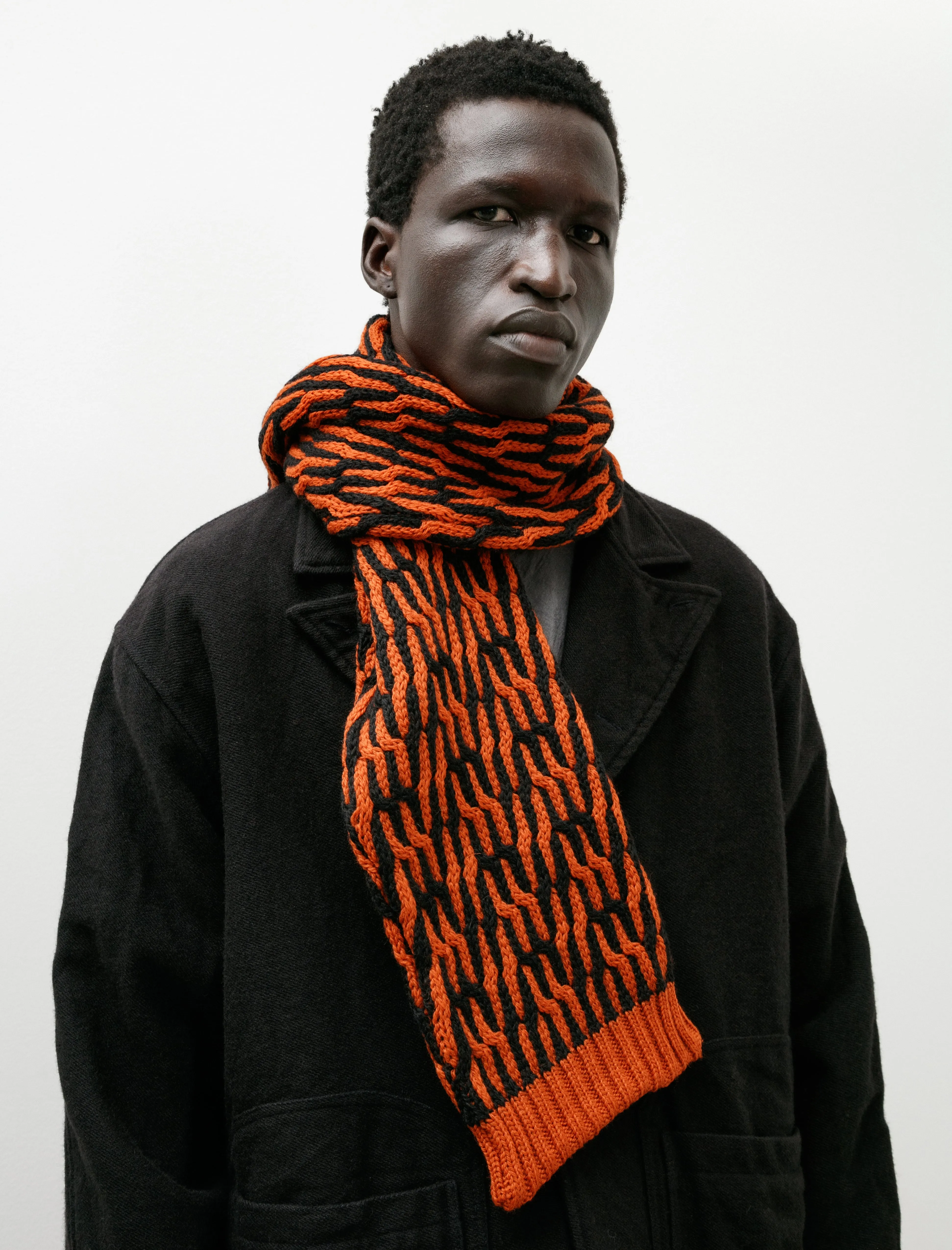 860 Permuted Cable Sleeve Scarf Two Fold Merino Wool Pimento/Black sold by SHOP NEIGHBOR