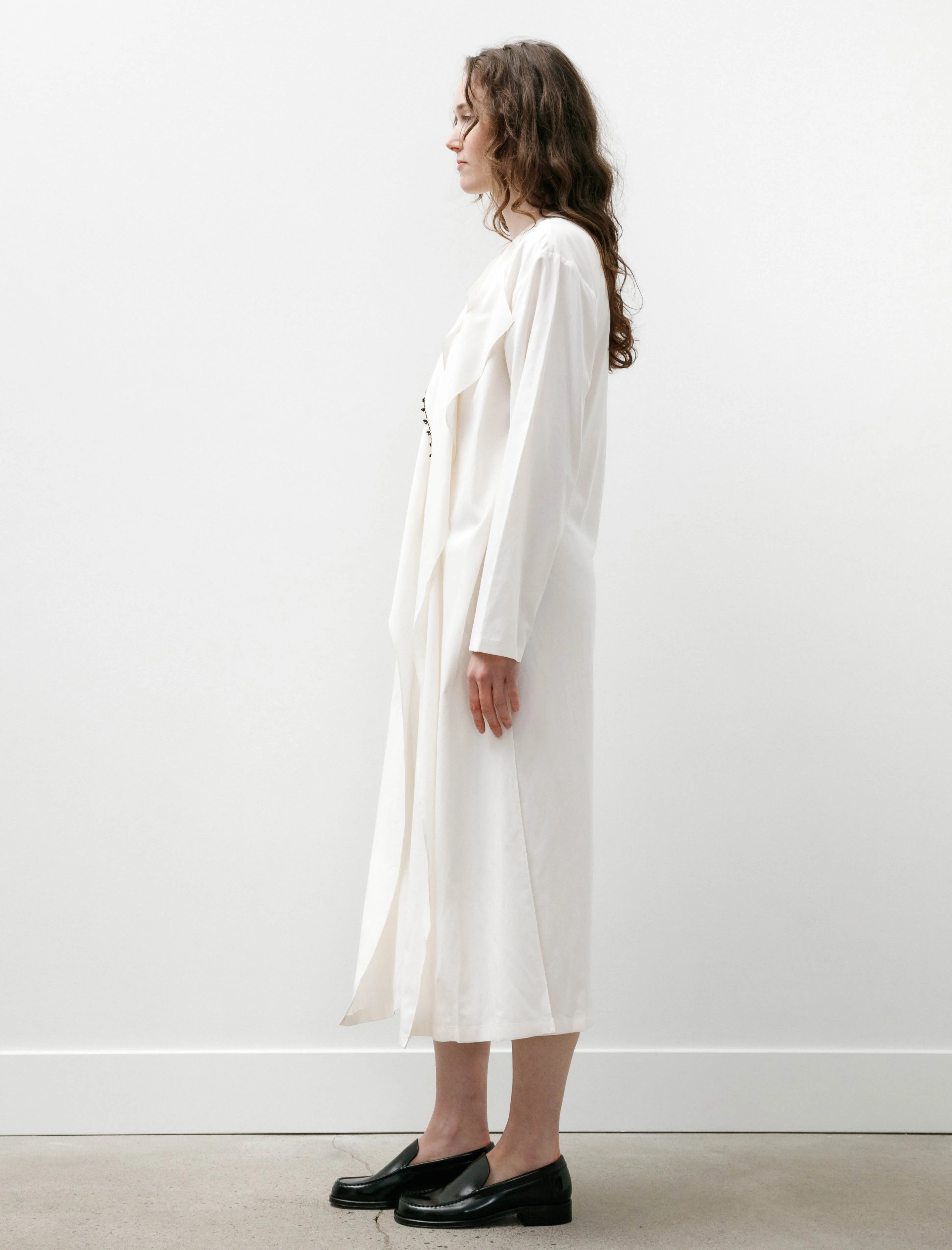 Draped Long Dress With Oya Embroidery Off White/Brown Beads sold by SHOP NEIGHBOR product image thumbnail 3