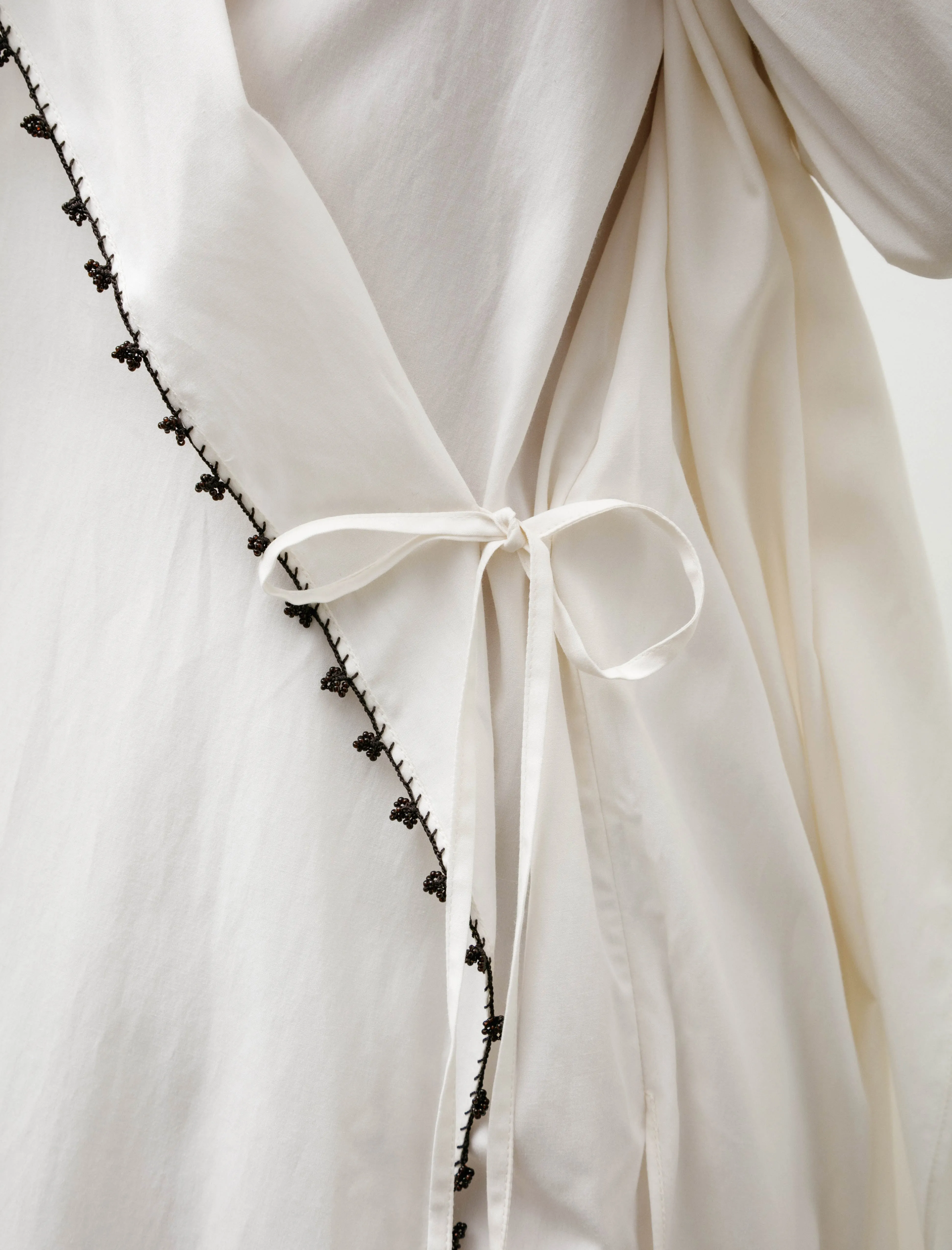 Draped Long Dress With Oya Embroidery Off White/Brown Beads sold by SHOP NEIGHBOR product image thumbnail 5