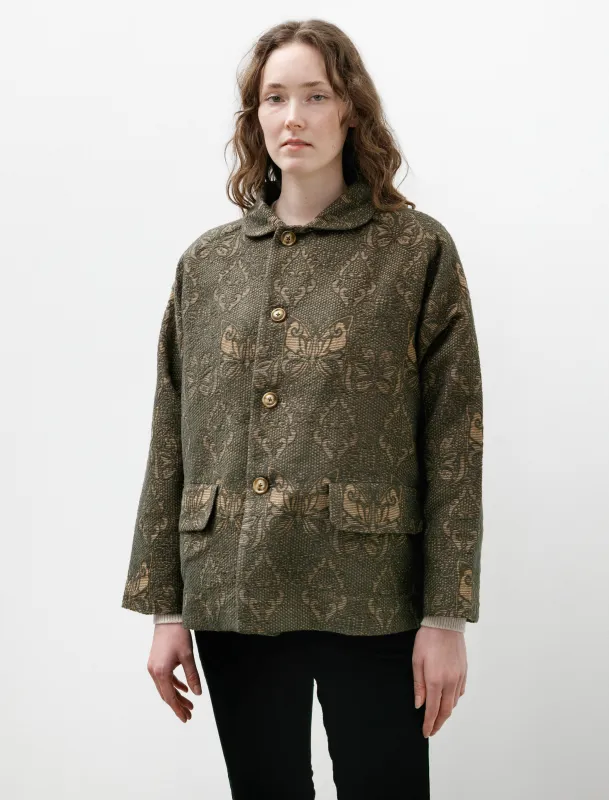 Stand Collar Jacket Papillon Jacquard Green sold by SHOP NEIGHBOR