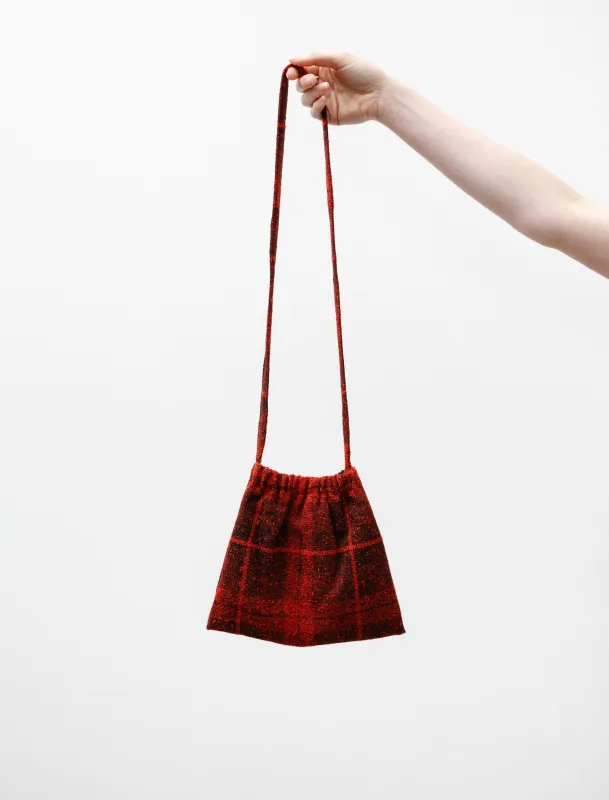 Elastic Pochette Wool Tweed Plaid Red made by Needles Womens