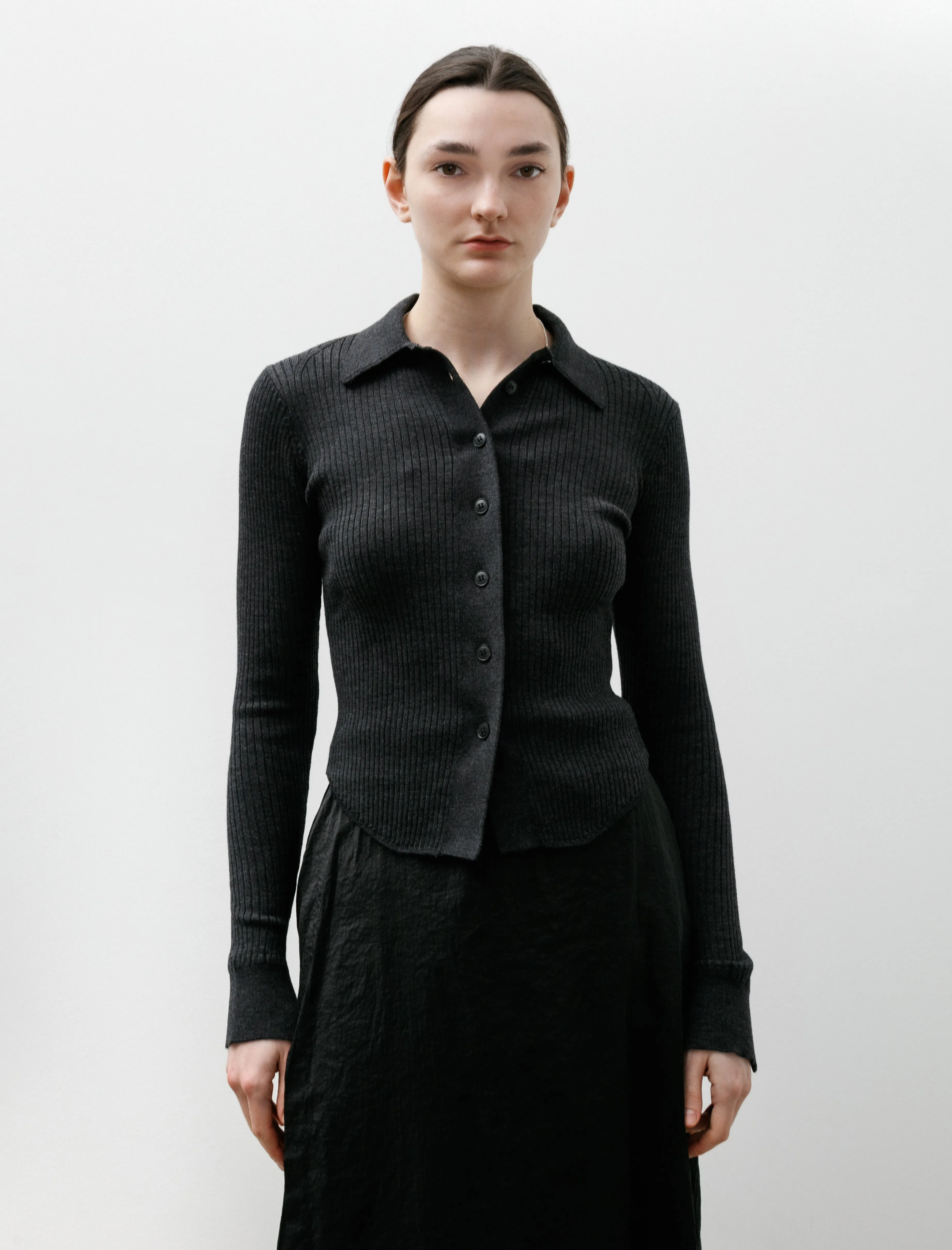 Knitted Rib Shirt Washed Graphite sold by SHOP NEIGHBOR