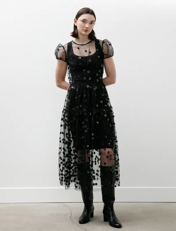 Nanna Dress Sequin Blossom Tulle Black made by SHOP NEIGHBOR