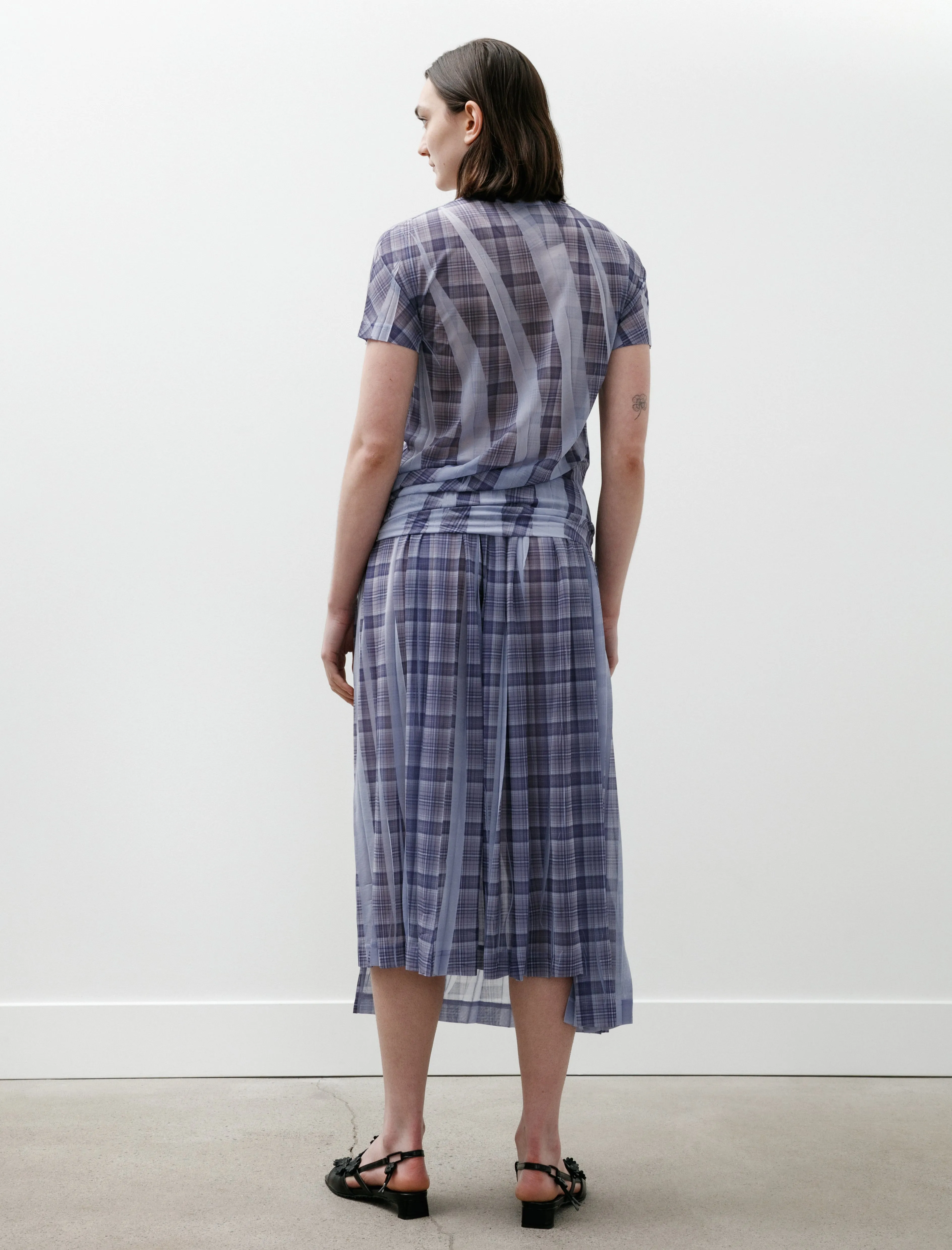 Side Drape Printed Plaid T-Shirt Light Blue sold by SHOP NEIGHBOR product image thumbnail 5