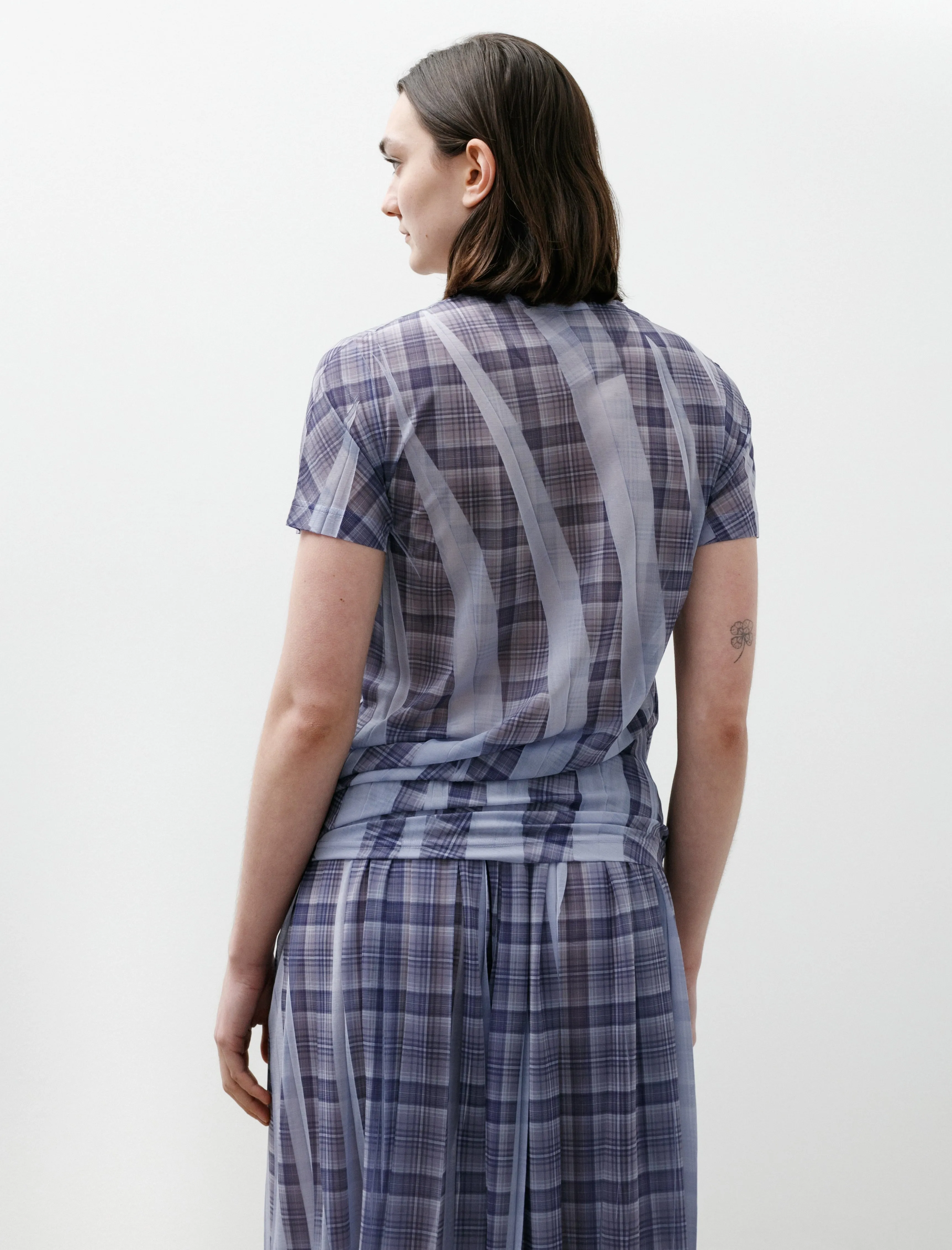 Side Drape Printed Plaid T-Shirt Light Blue sold by SHOP NEIGHBOR product image thumbnail 4