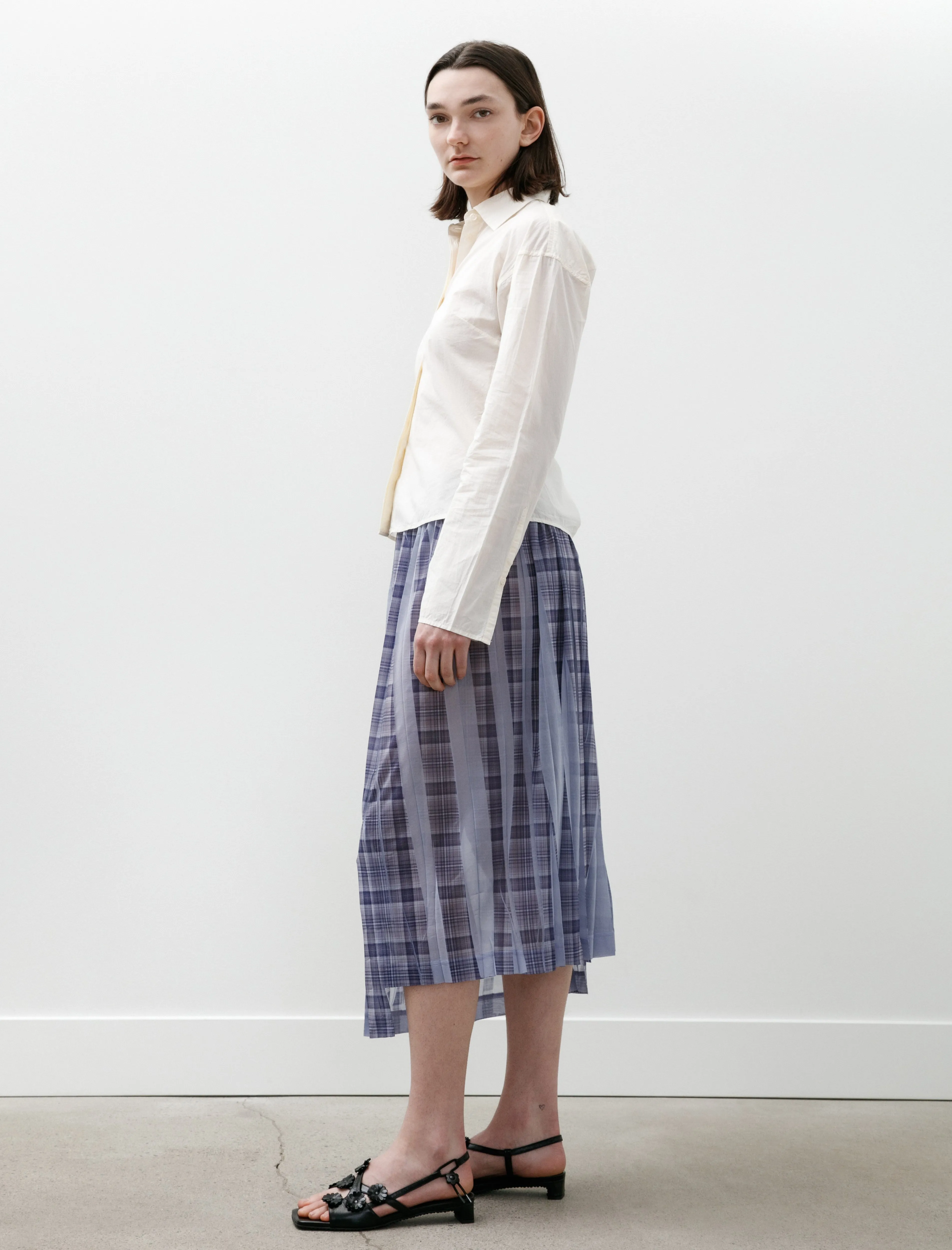 Pleat Printed Plaid Skirt Light Blue sold by SHOP NEIGHBOR product image thumbnail 3