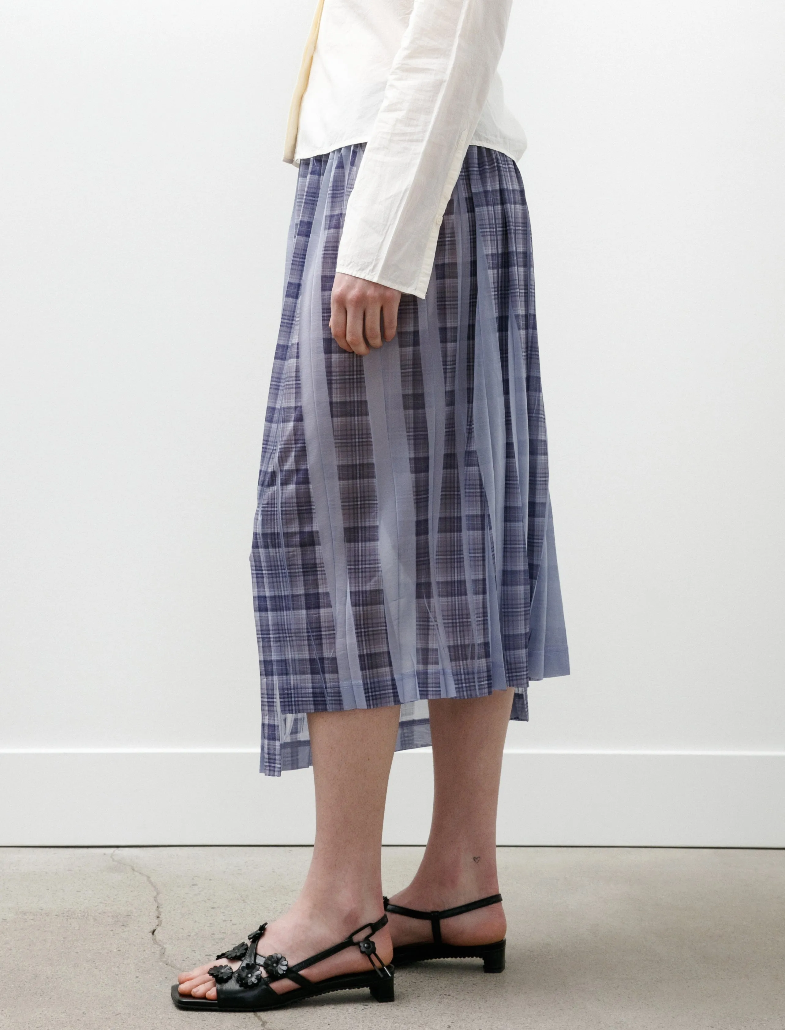 Pleat Printed Plaid Skirt Light Blue sold by SHOP NEIGHBOR product image thumbnail 4