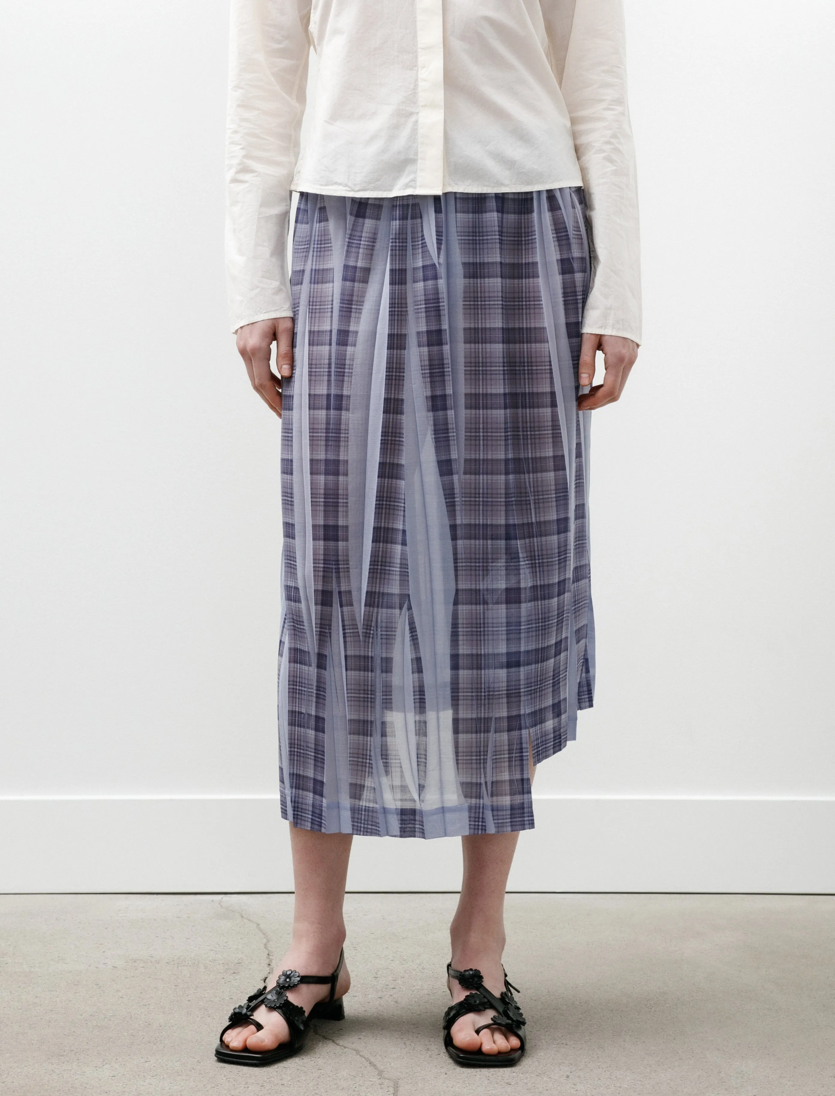 Pleat Printed Plaid Skirt Light Blue sold by SHOP NEIGHBOR product image thumbnail 2
