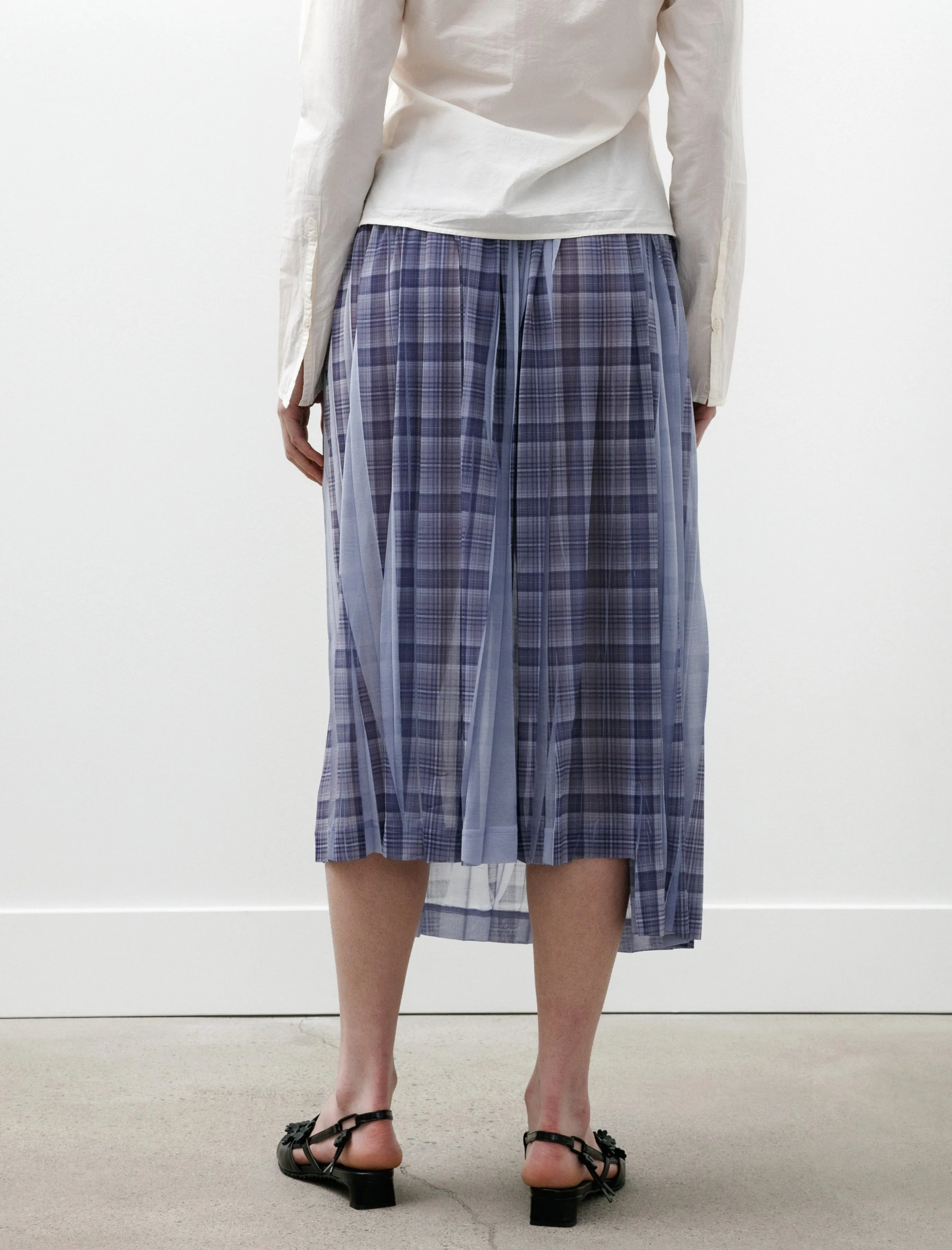 Pleat Printed Plaid Skirt Light Blue sold by SHOP NEIGHBOR product image thumbnail 5