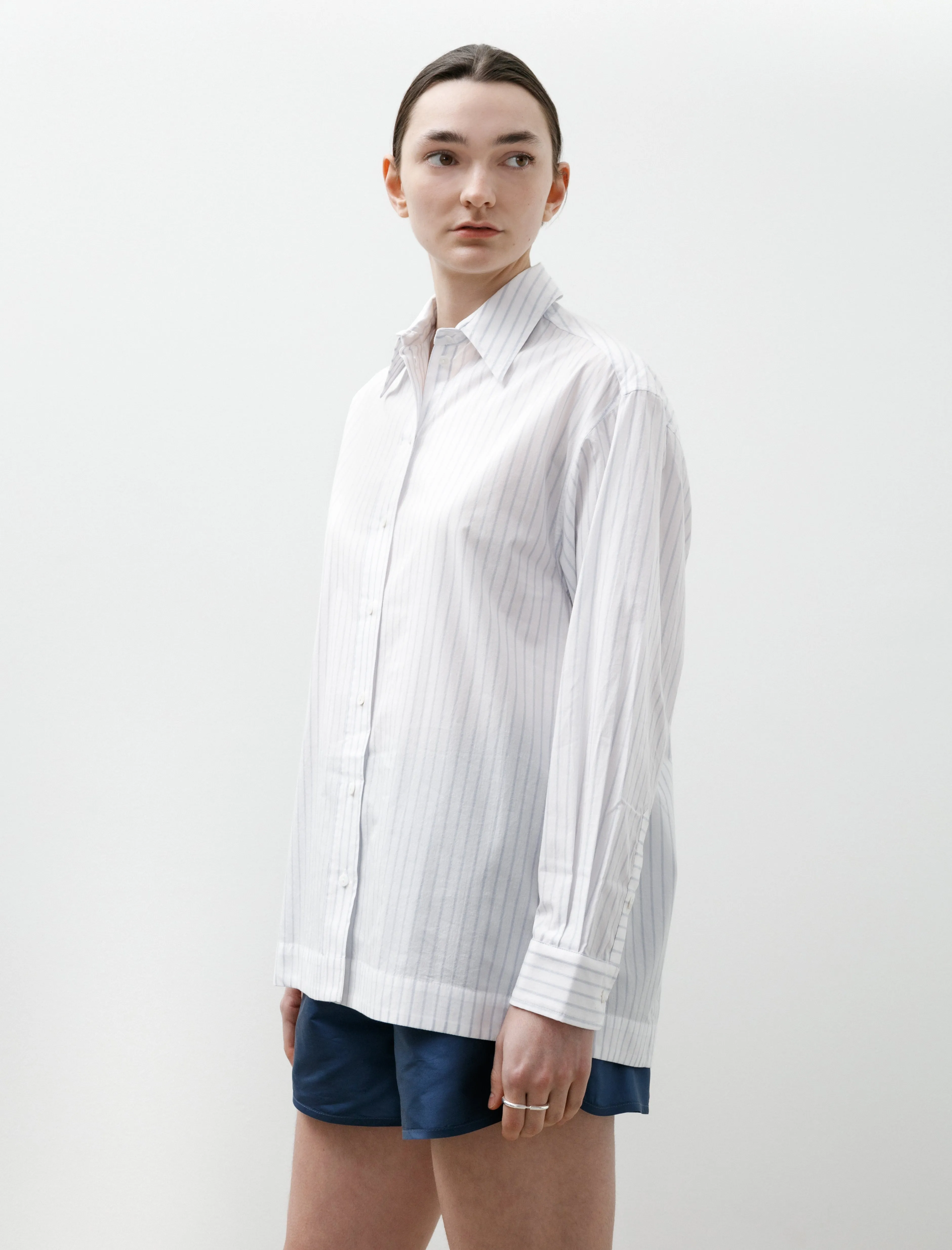 Japanese Organic Cotton June Shirt Sky/White Stripes sold by SHOP NEIGHBOR product image thumbnail 3