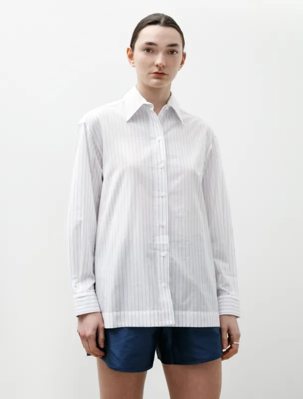 Japanese Organic Cotton June Shirt Sky/White Stripes made by SHOP NEIGHBOR