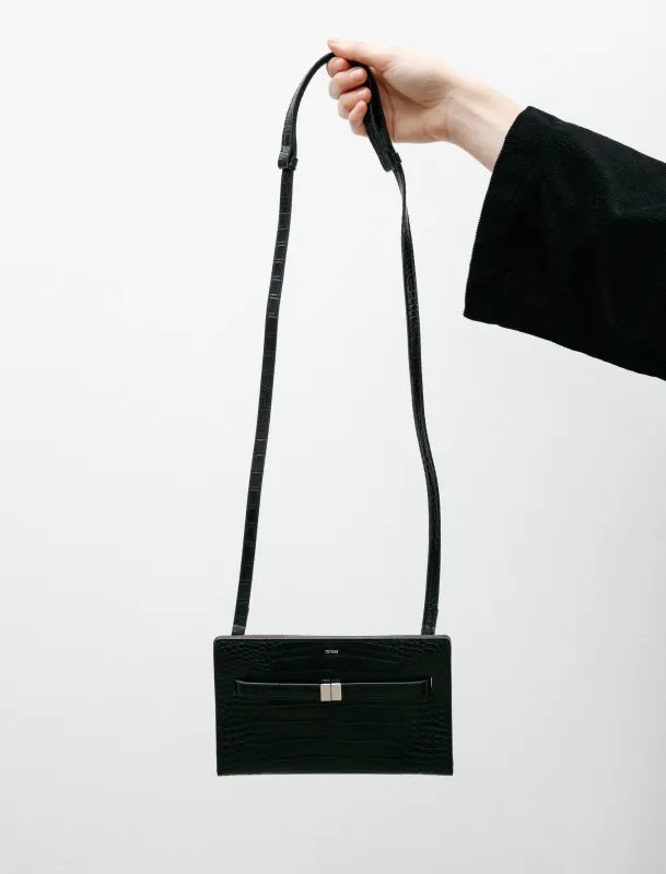 Belted Croco Embossed Crossbody Bag Black made by SHOP NEIGHBOR