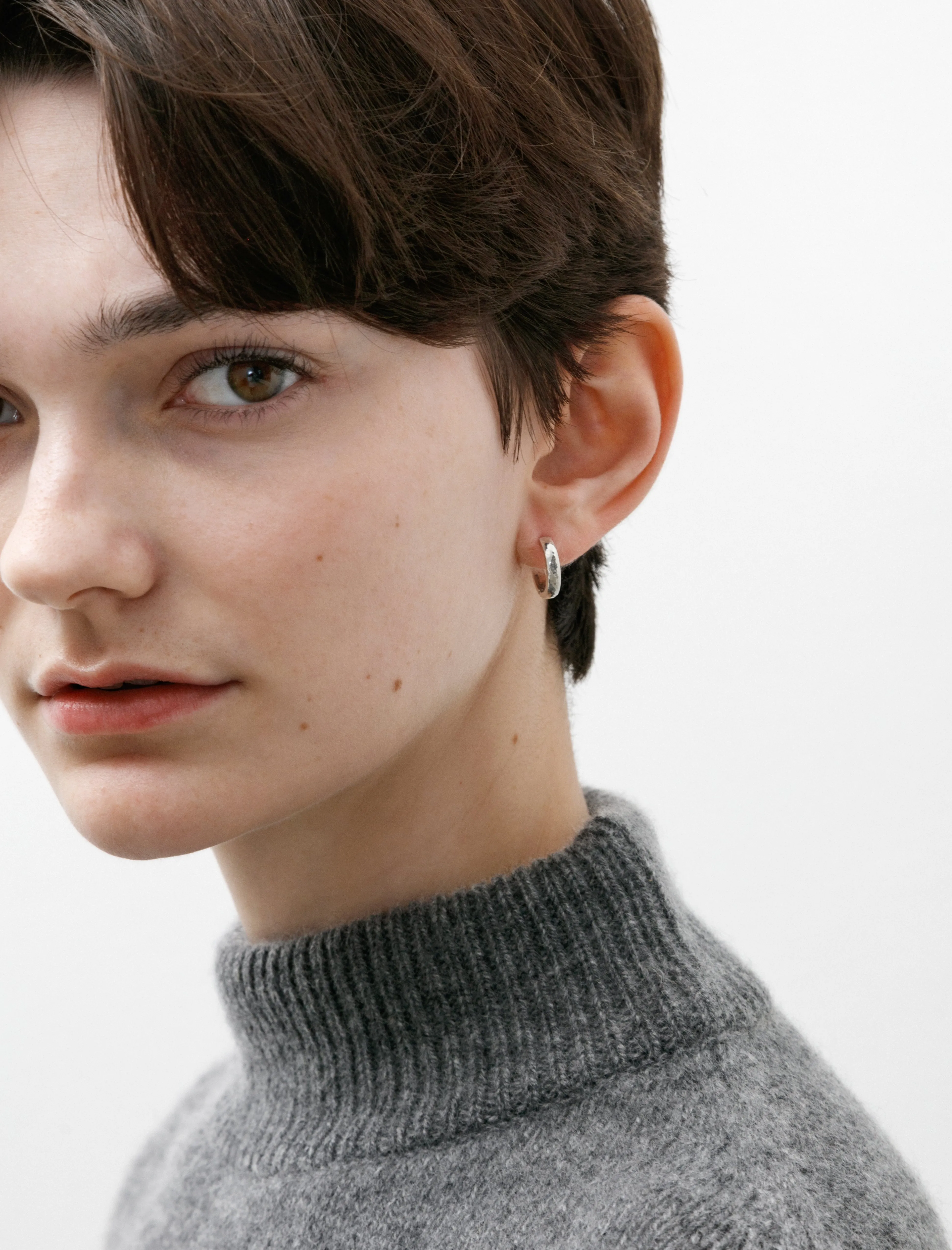 Hammered Band Earrings Silver sold by SHOP NEIGHBOR product image thumbnail 3