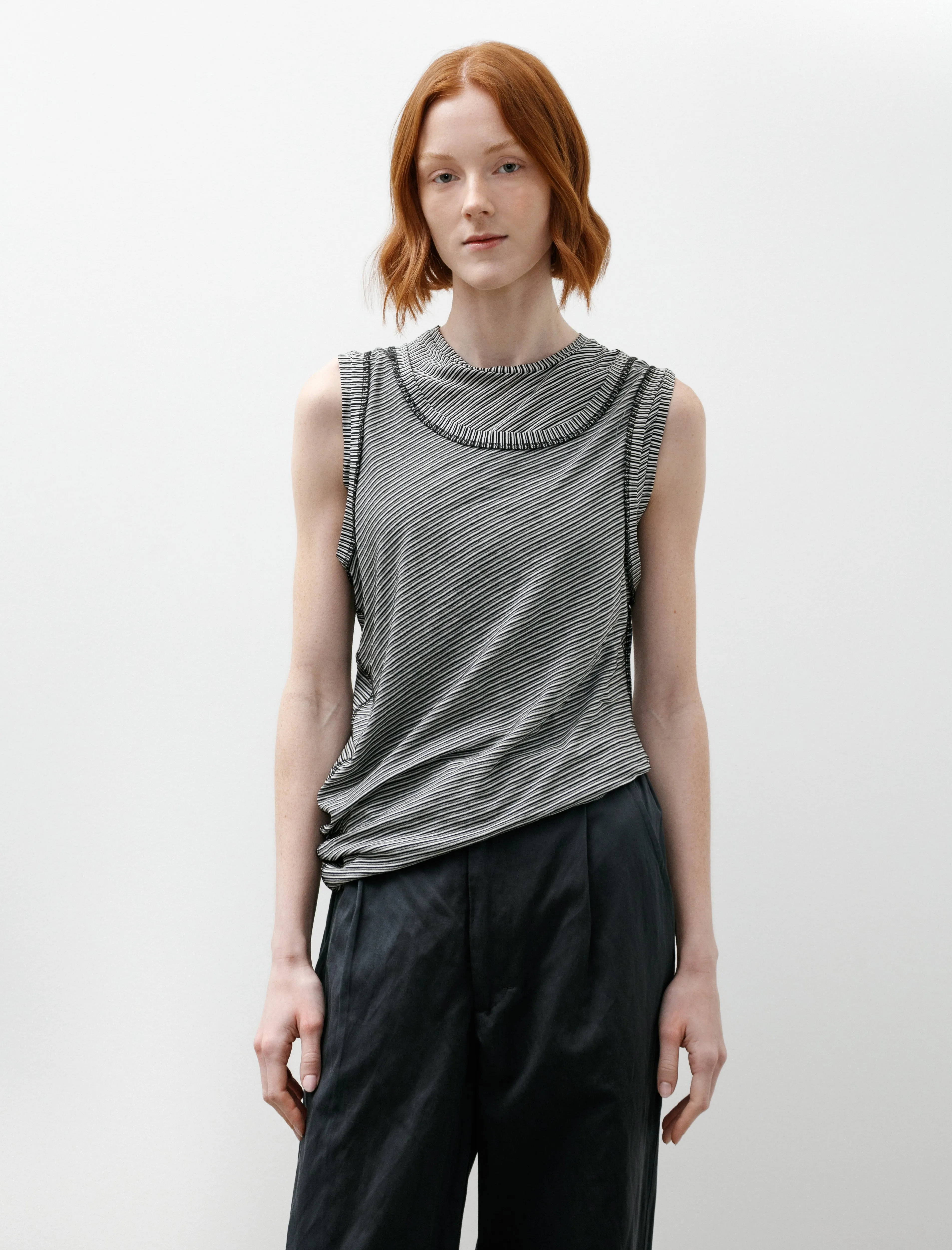 Double Layered Jersey Tank Jersey Stripe Black sold by SHOP NEIGHBOR