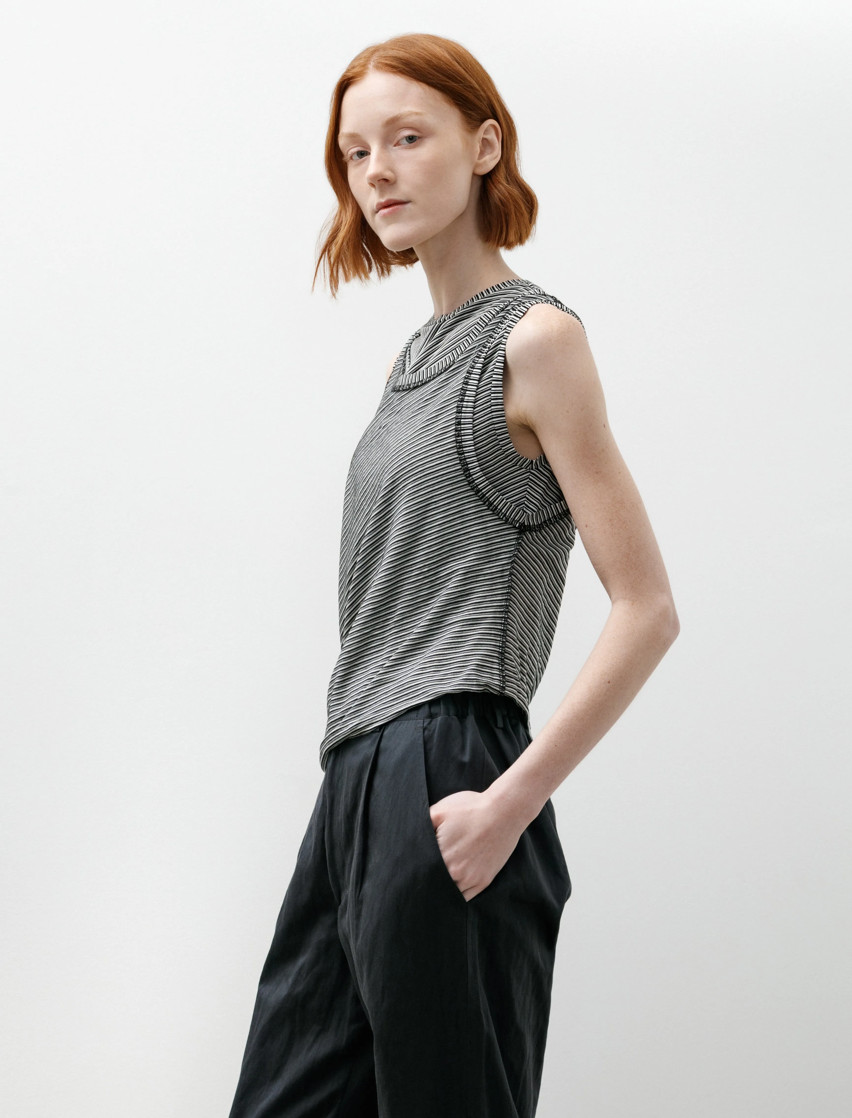 Double Layered Jersey Tank Jersey Stripe Black sold by SHOP NEIGHBOR product image thumbnail 3