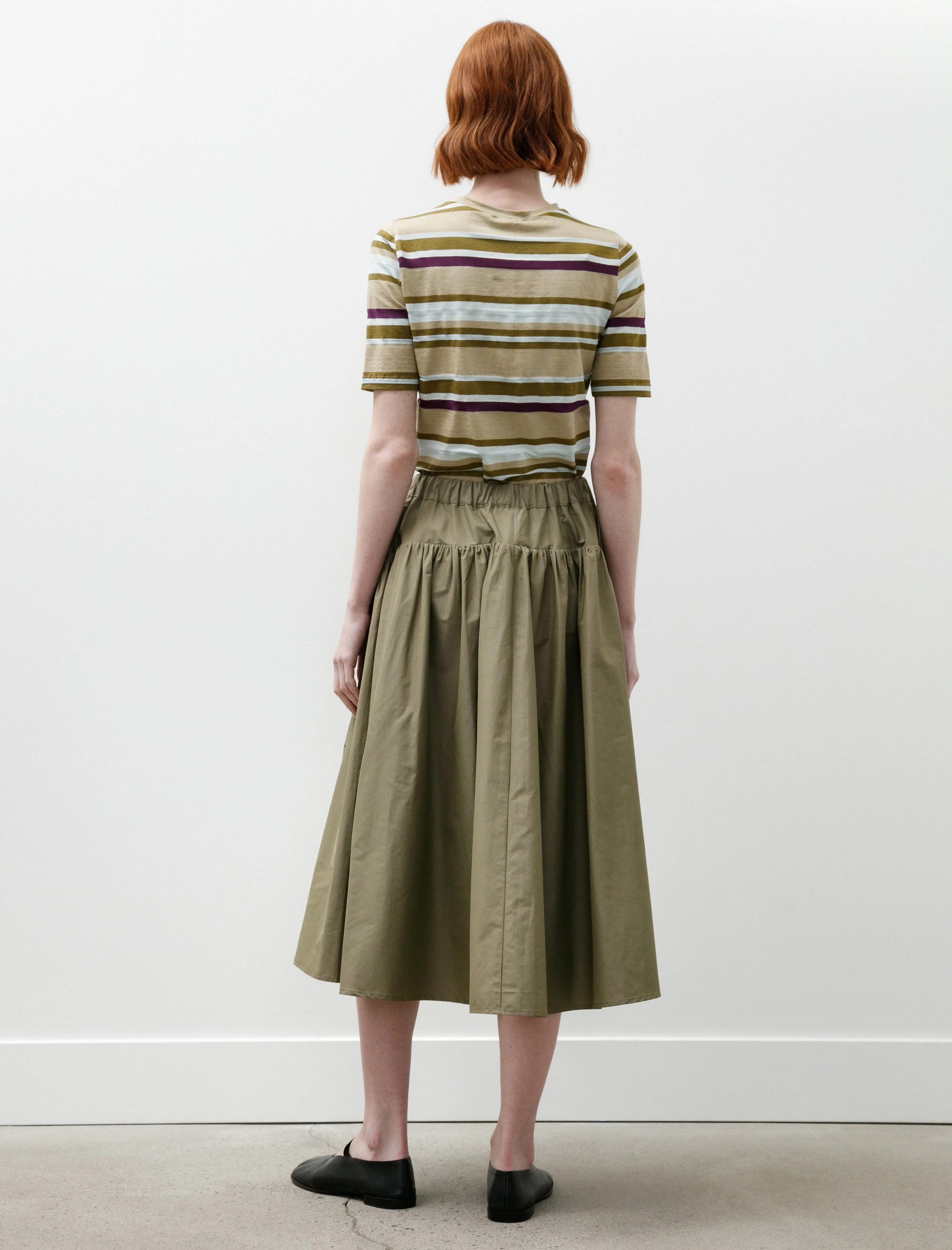 Easy Gathered Skirt Cotton Nylon Khaki Green sold by SHOP NEIGHBOR product image thumbnail 5