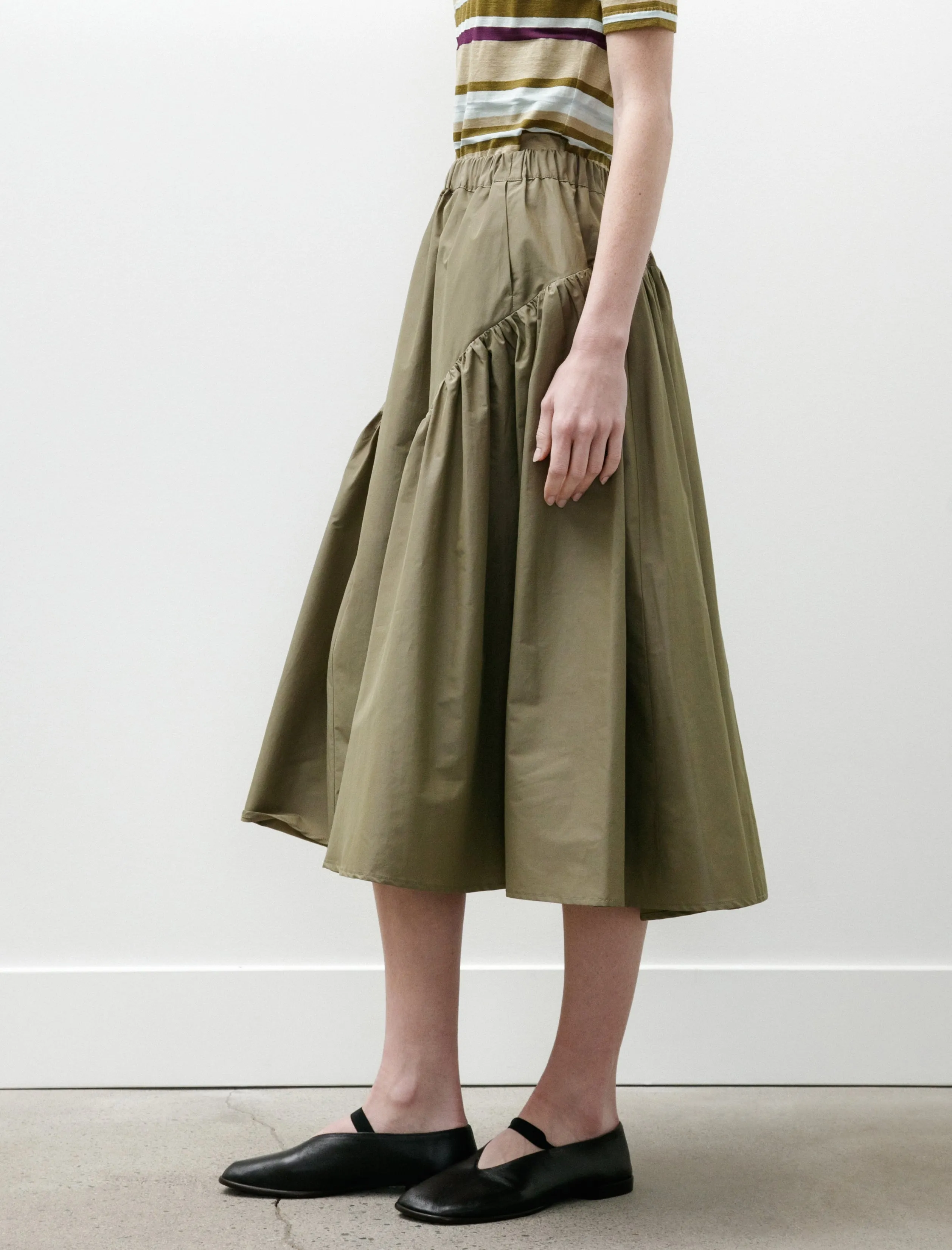 Easy Gathered Skirt Cotton Nylon Khaki Green sold by SHOP NEIGHBOR product image thumbnail 4