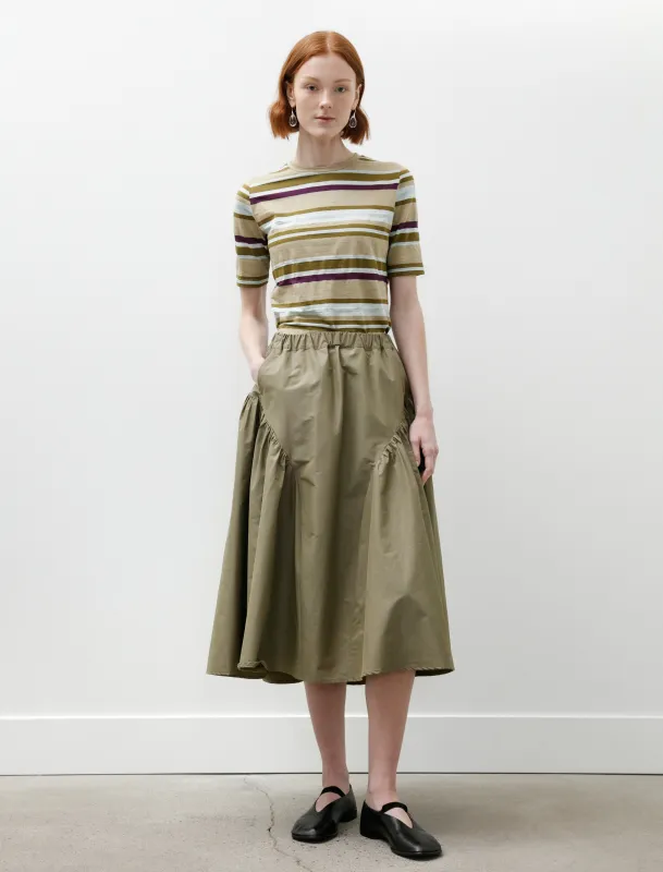 Easy Gathered Skirt Cotton Nylon Khaki Green made by SHOP NEIGHBOR