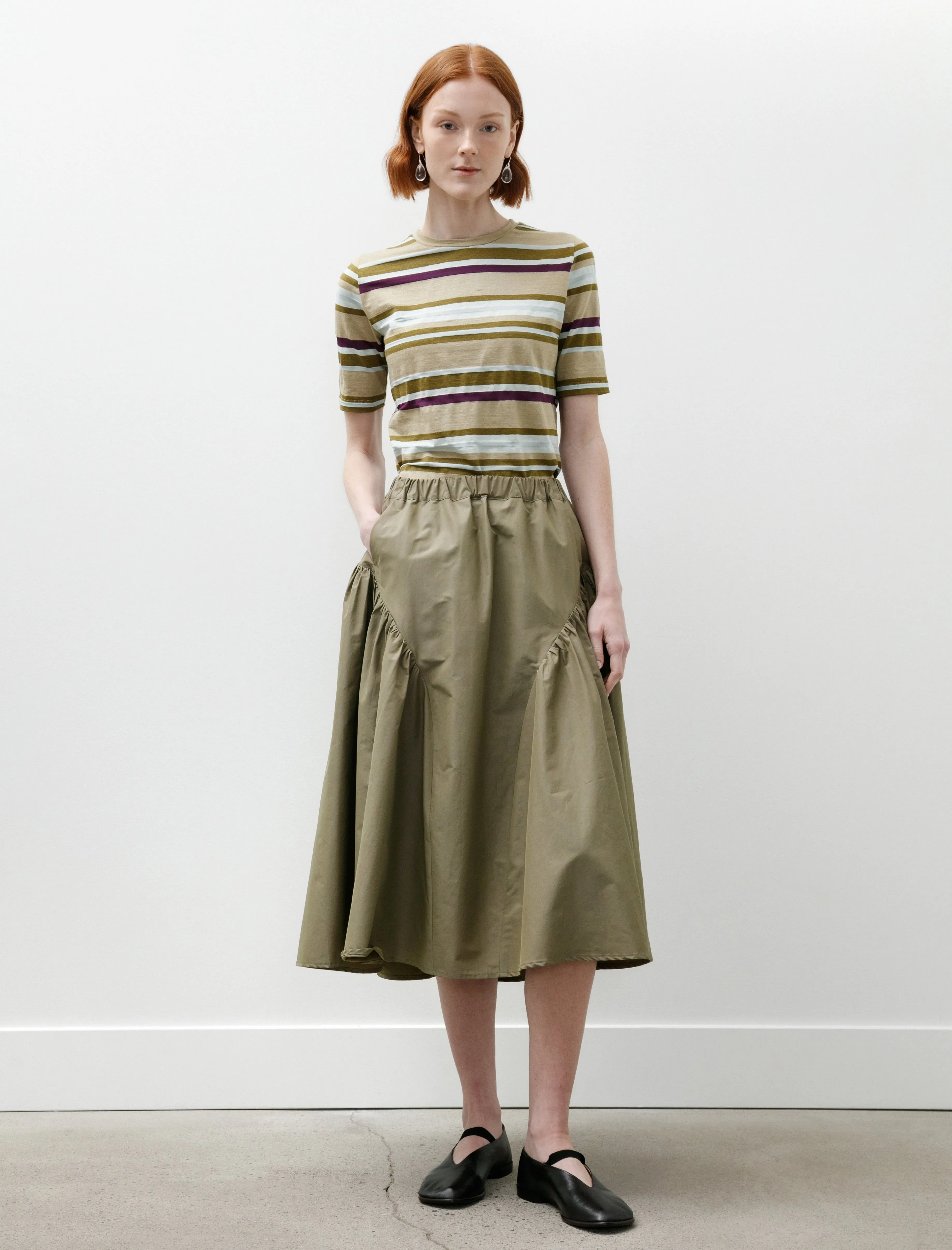 Easy Gathered Skirt Cotton Nylon Khaki Green sold by SHOP NEIGHBOR