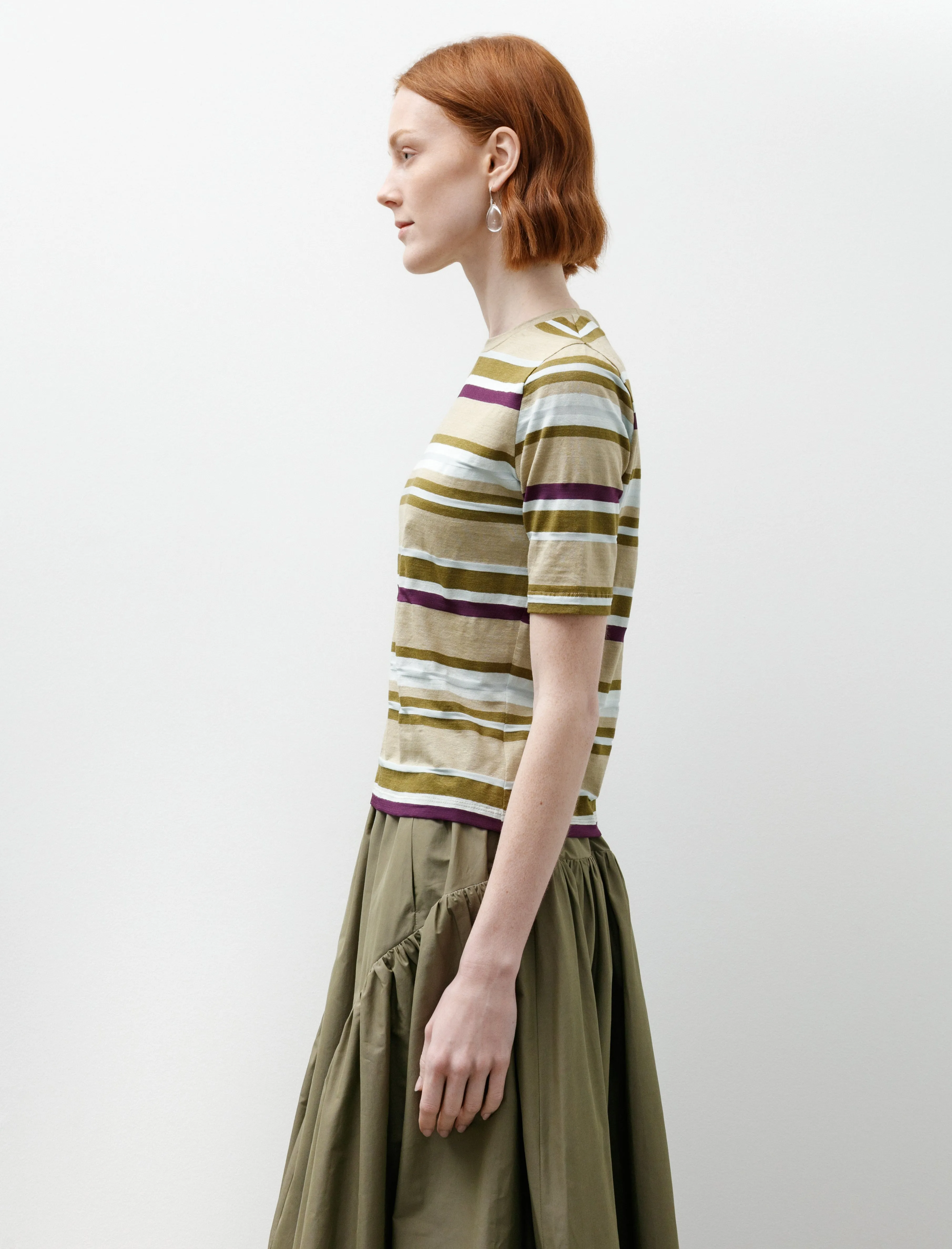 Short Sleeve Jersey Tee Linen Viscose Stripe sold by SHOP NEIGHBOR product image thumbnail 3