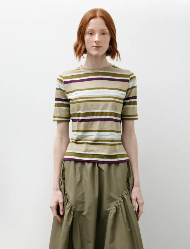 Short Sleeve Jersey Tee Linen Viscose Stripe made by SHOP NEIGHBOR