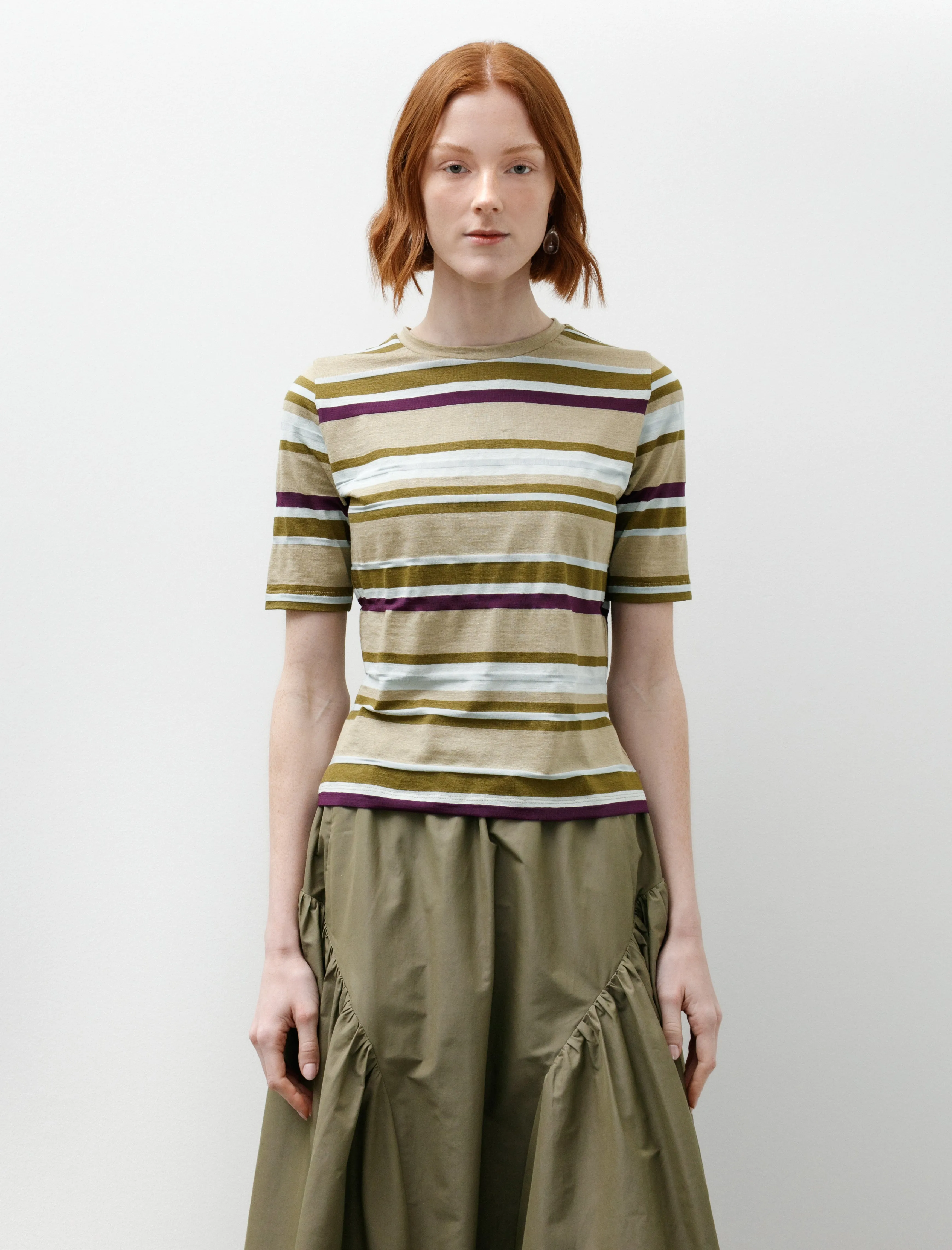 Short Sleeve Jersey Tee Linen Viscose Stripe sold by SHOP NEIGHBOR