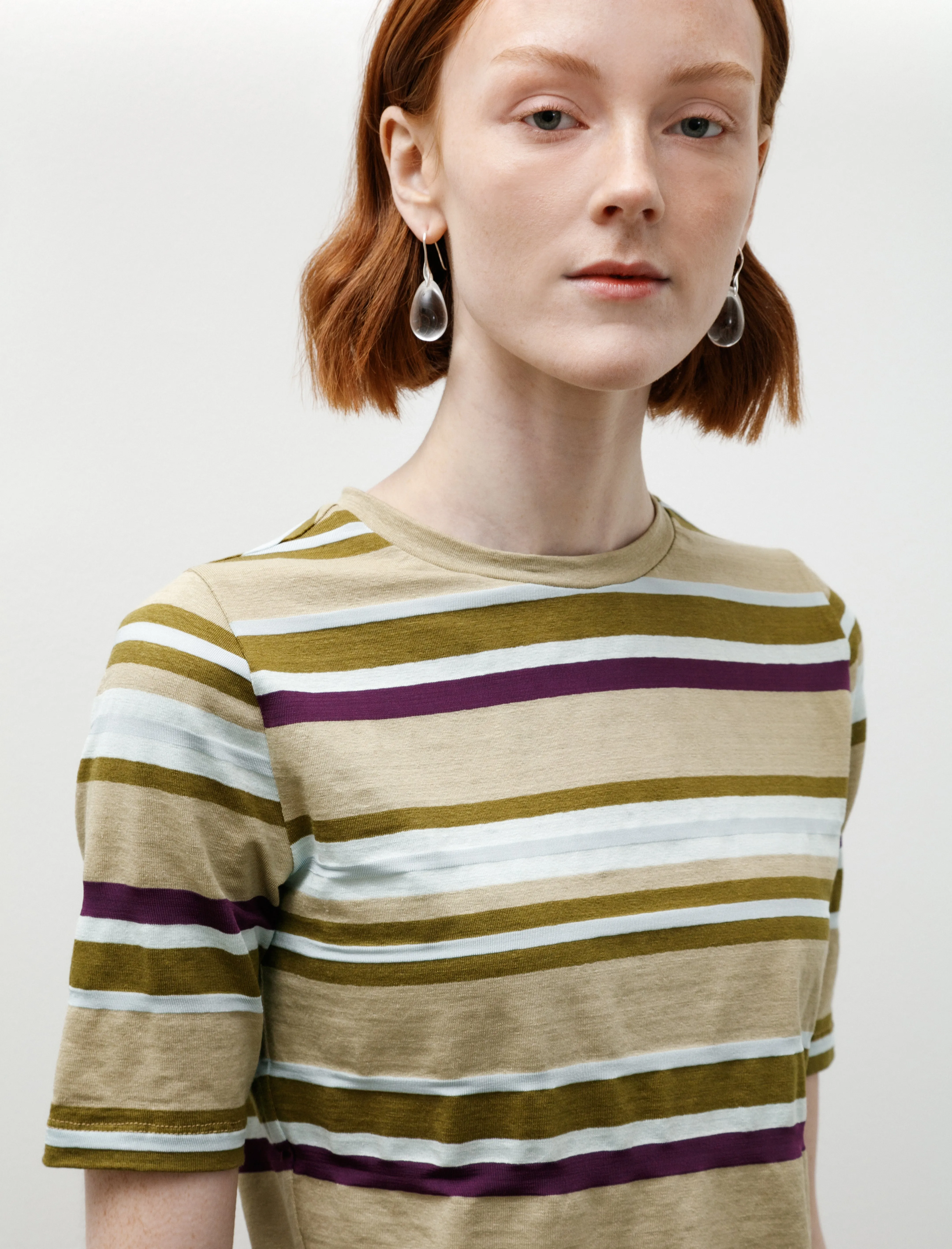 Short Sleeve Jersey Tee Linen Viscose Stripe sold by SHOP NEIGHBOR product image thumbnail 2