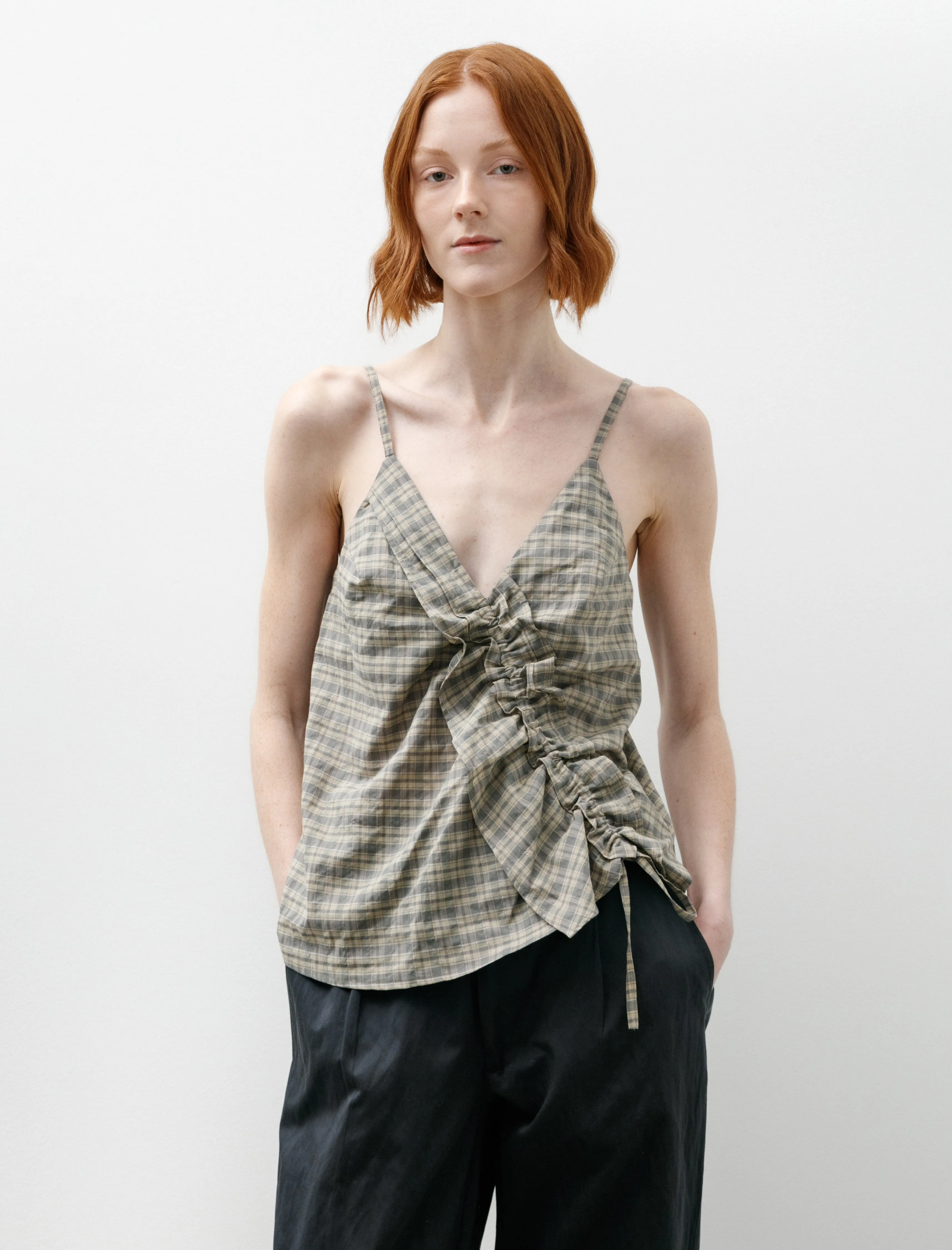 Ruffle Camisole Tank Organic Cotton Umber/Moss sold by SHOP NEIGHBOR