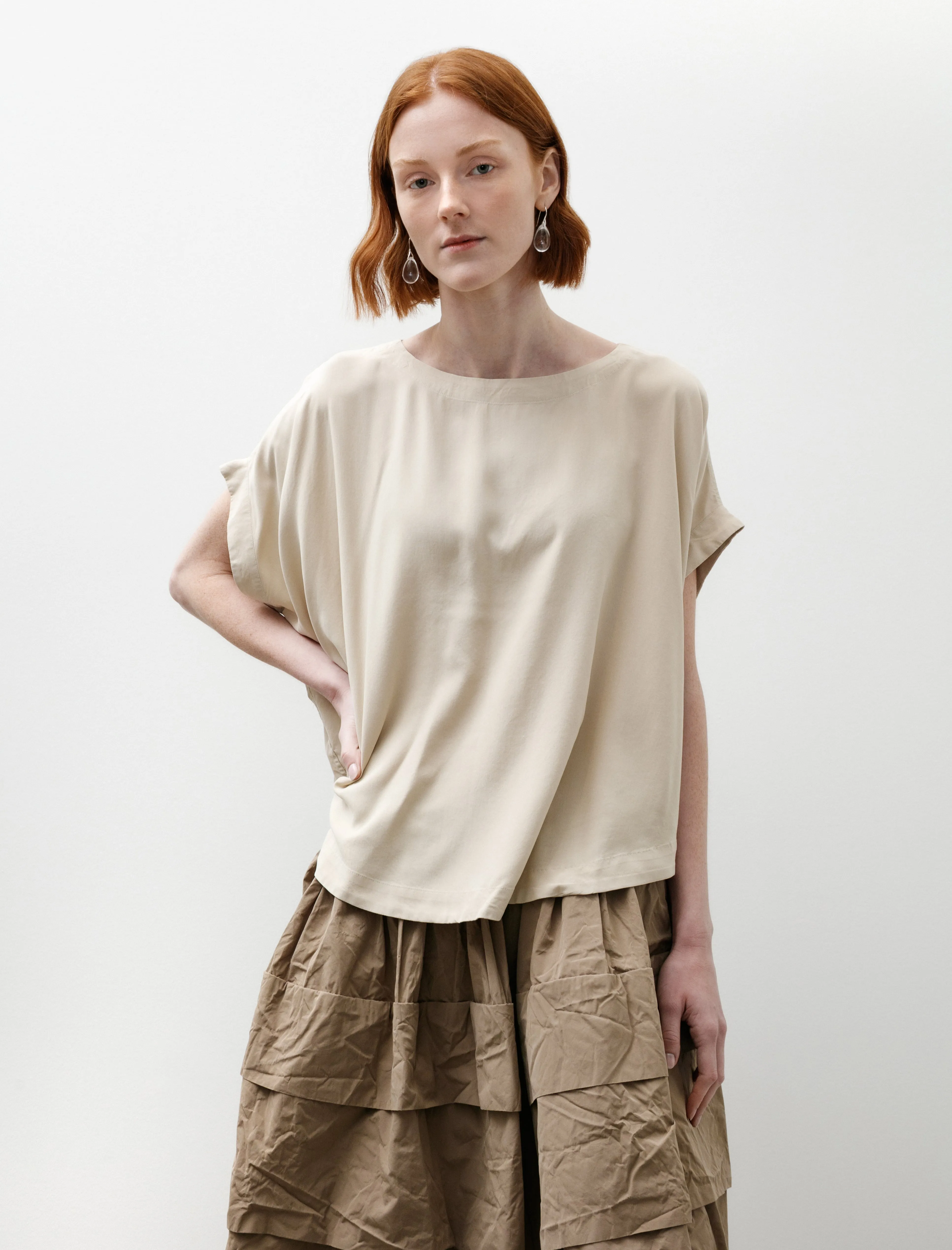 Francesca Top Spun Silk Beige sold by SHOP NEIGHBOR