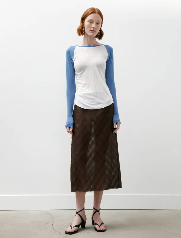 Sheer Silk Cotton Cut Jacquard Pencil Skirt Dark Brown sold by SHOP NEIGHBOR