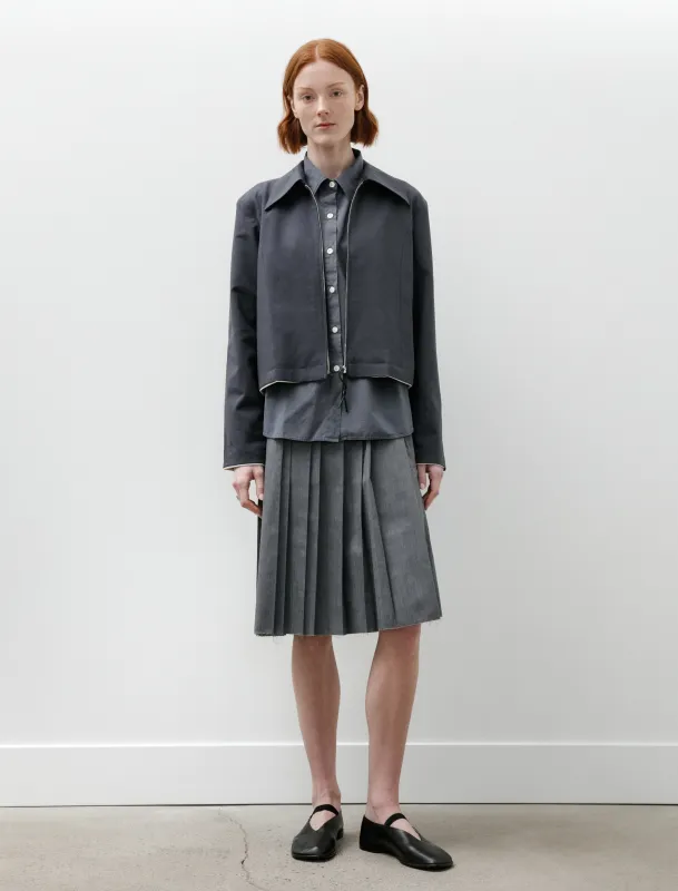 Fitted Zip Jacket Wool Petrol made by SHOP NEIGHBOR