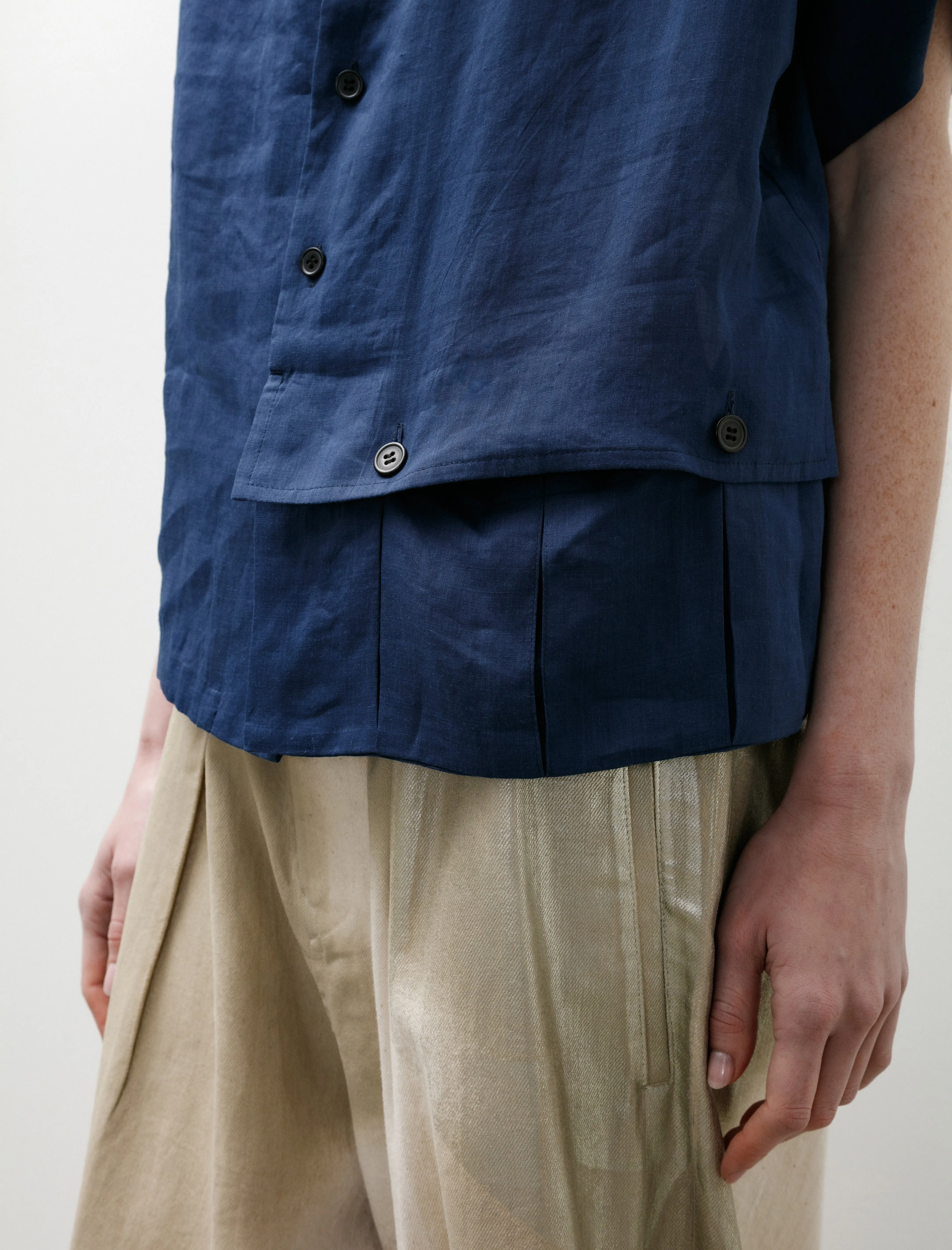 Open Collar Short Sleeve Blouse Navy sold by SHOP NEIGHBOR product image thumbnail 2