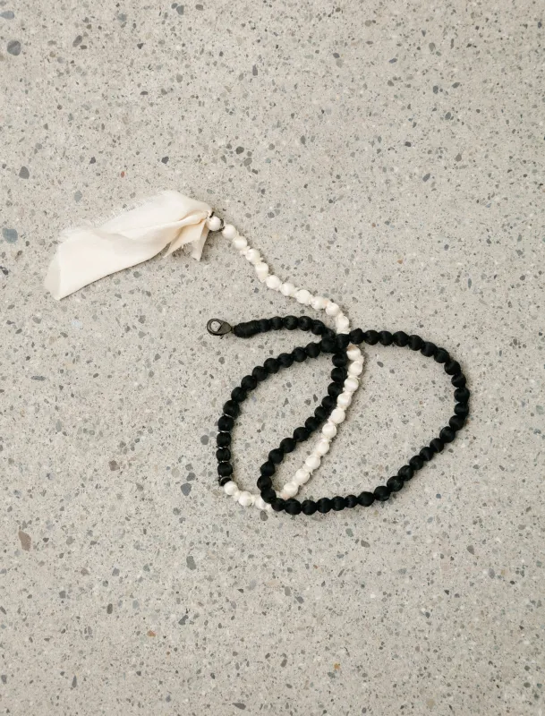 Silk Ball Necklace Small White/Black made by SHOP NEIGHBOR