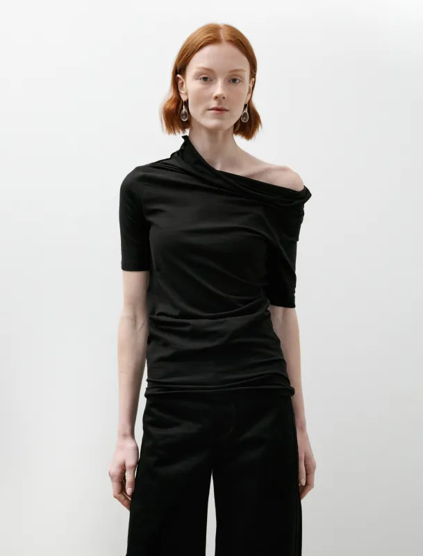 Short Sleeve Twisted Top Black made by SHOP NEIGHBOR