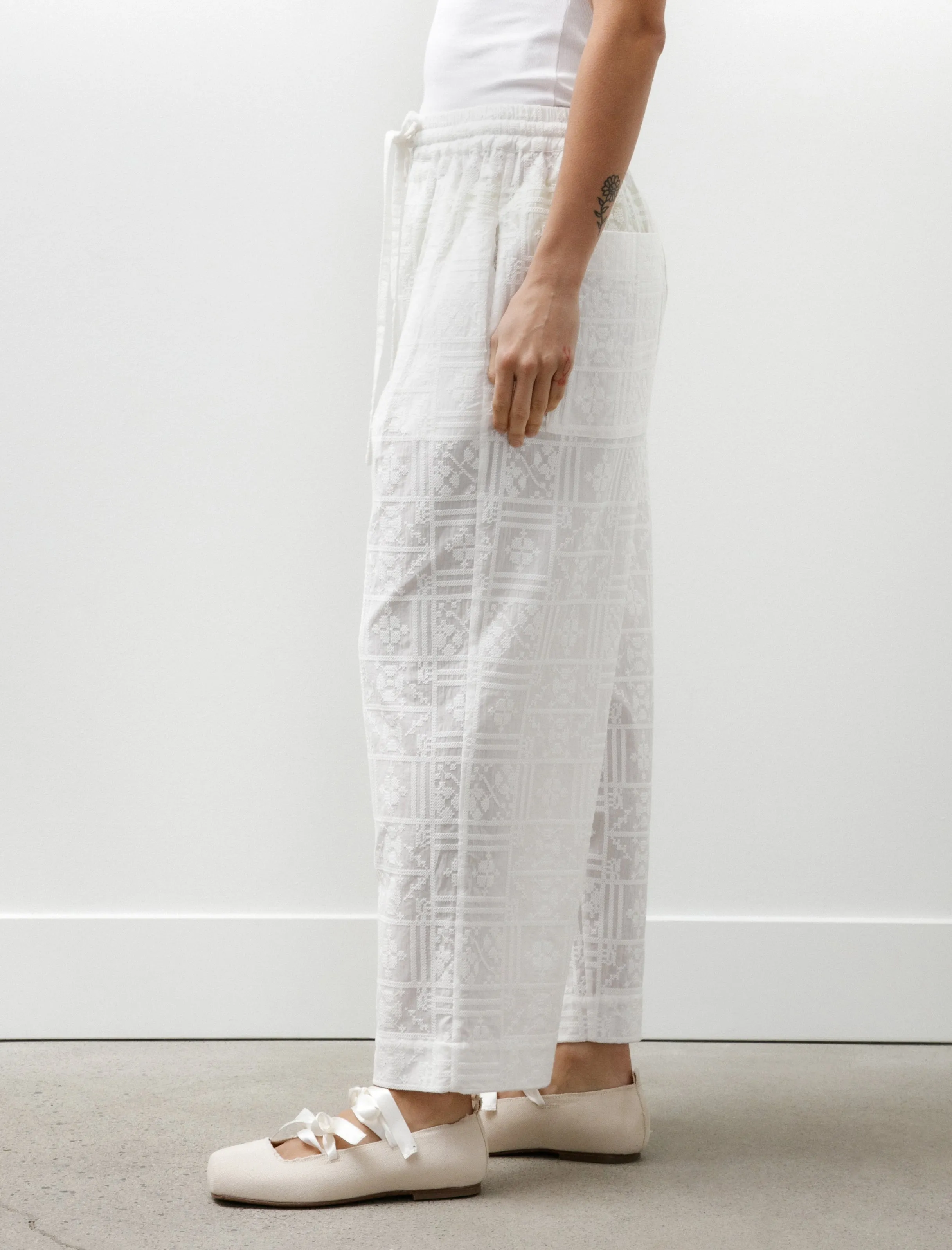 Cross Stitch Embroidery Voile Luna Trousers Ivory sold by SHOP NEIGHBOR product image thumbnail 4