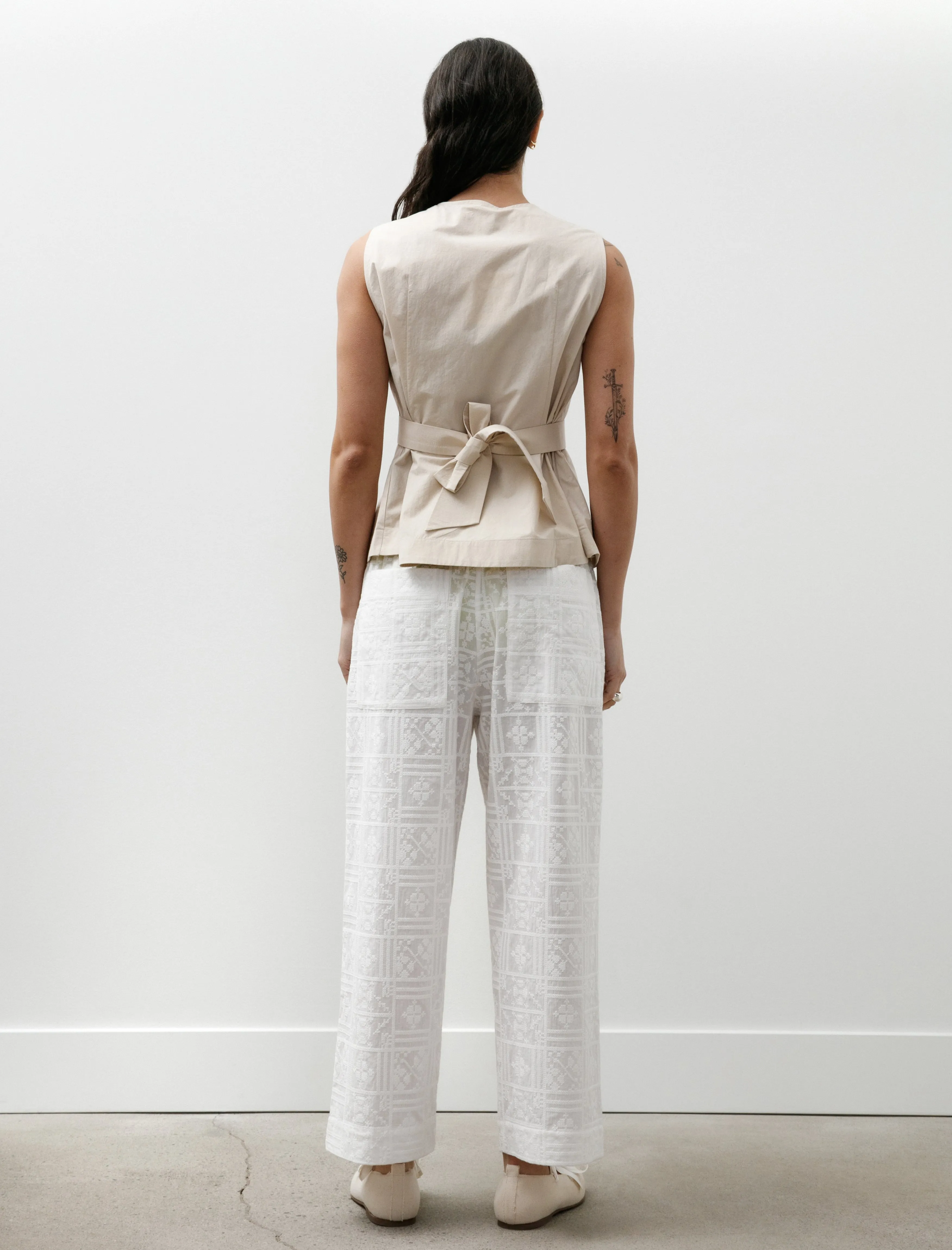 Cross Stitch Embroidery Voile Luna Trousers Ivory sold by SHOP NEIGHBOR product image thumbnail 5