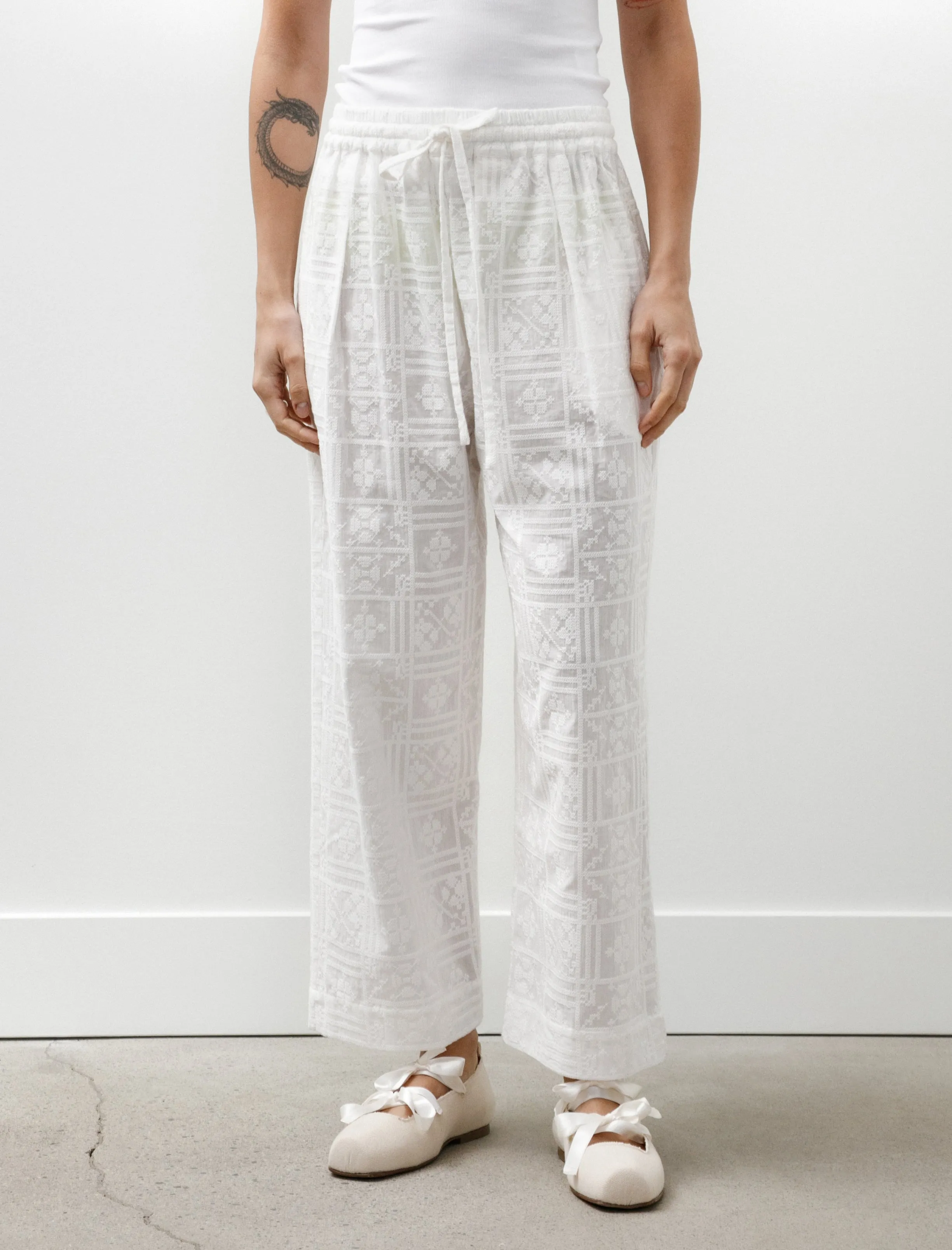 Cross Stitch Embroidery Voile Luna Trousers Ivory sold by SHOP NEIGHBOR product image thumbnail 2