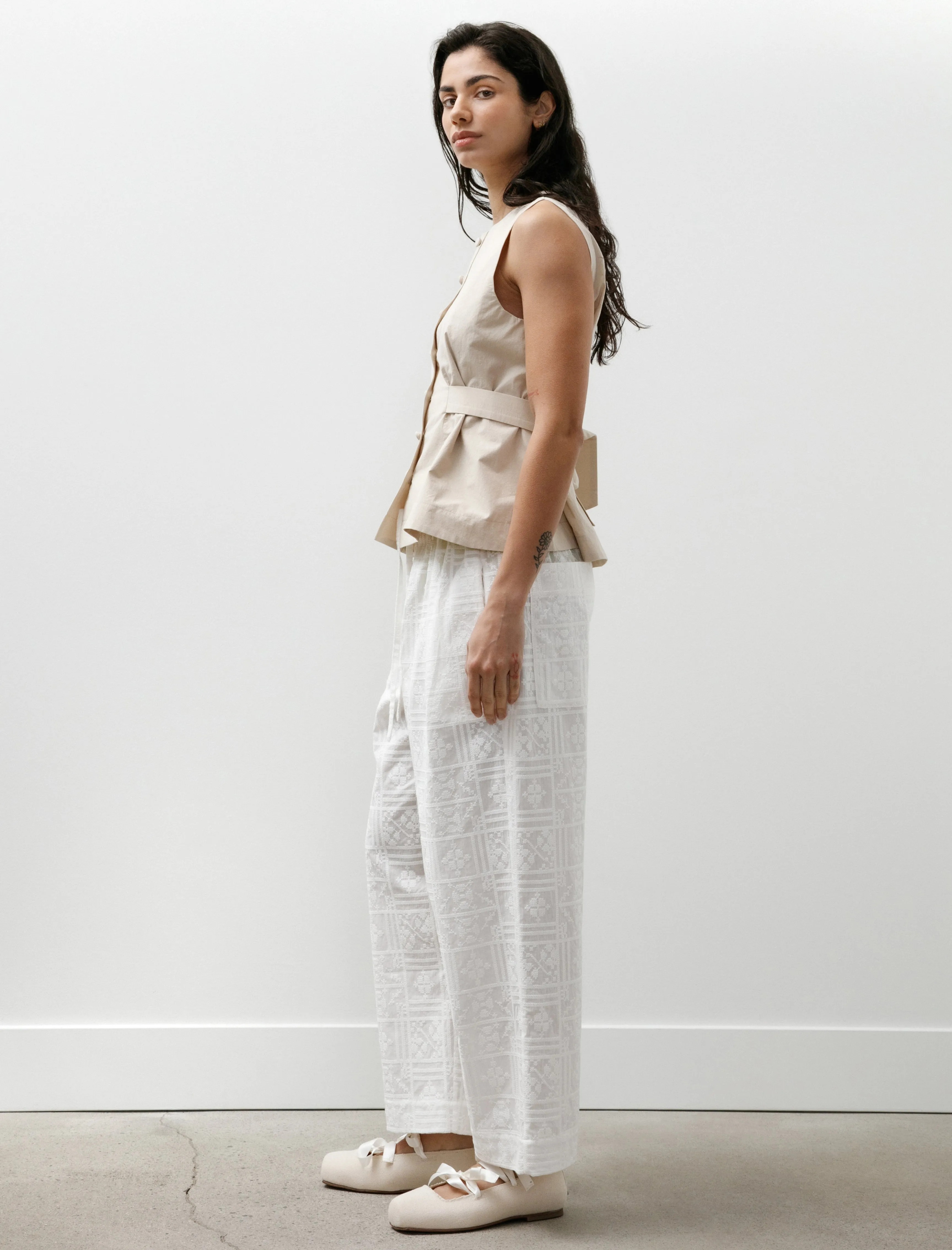 Cross Stitch Embroidery Voile Luna Trousers Ivory sold by SHOP NEIGHBOR product image thumbnail 3