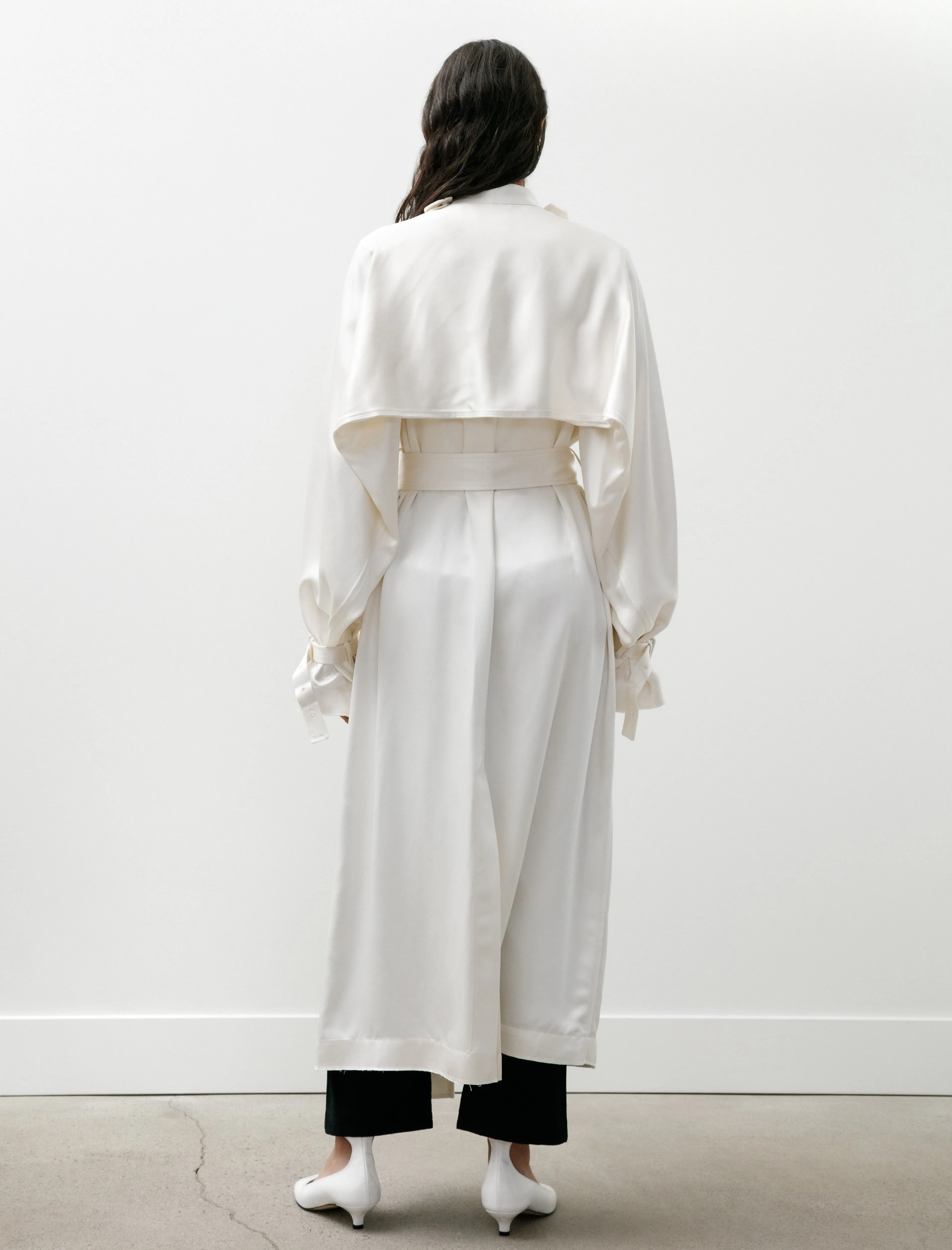 Draped Satin Trench Off White sold by SHOP NEIGHBOR product image thumbnail 5
