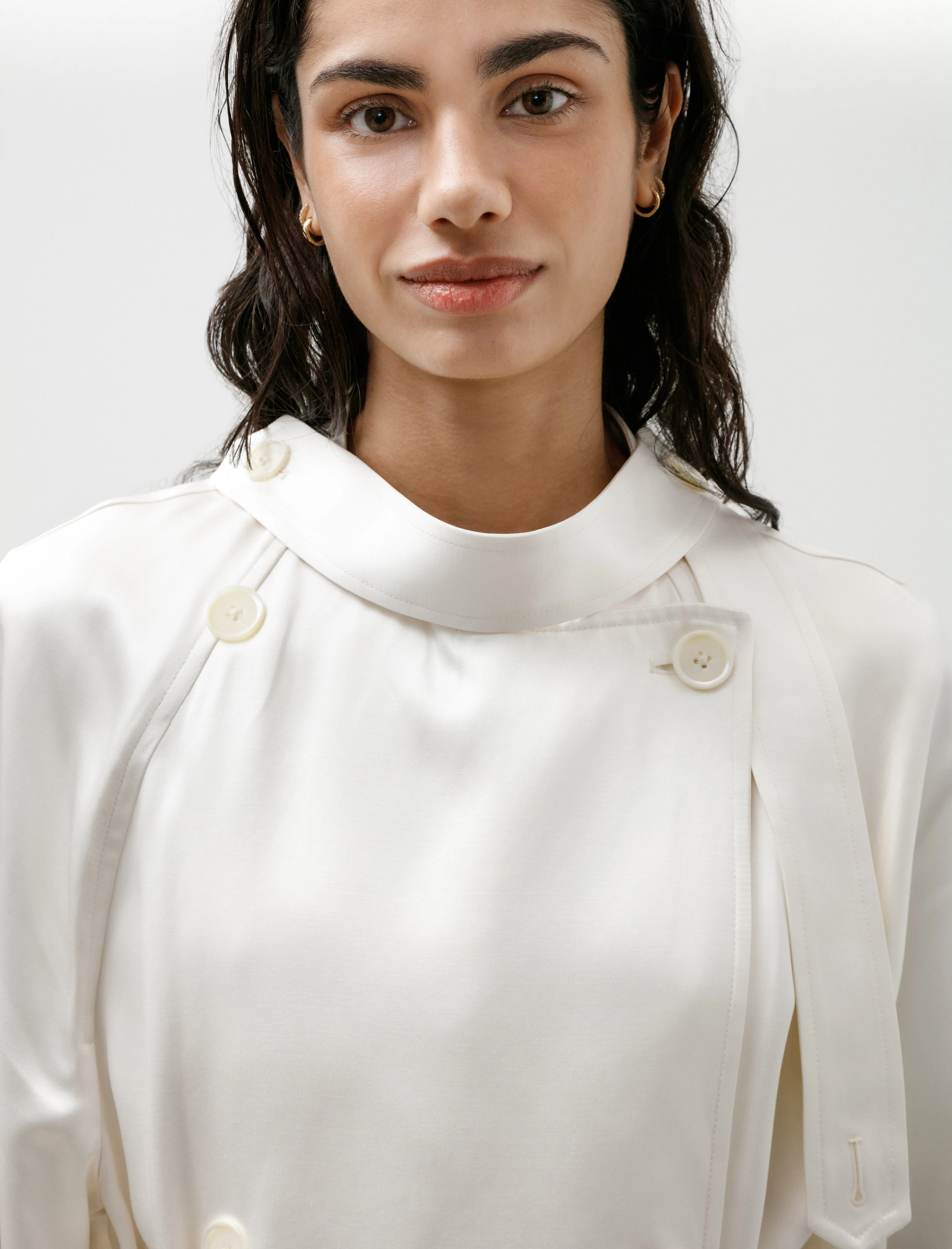 Draped Satin Trench Off White sold by SHOP NEIGHBOR product image thumbnail 3
